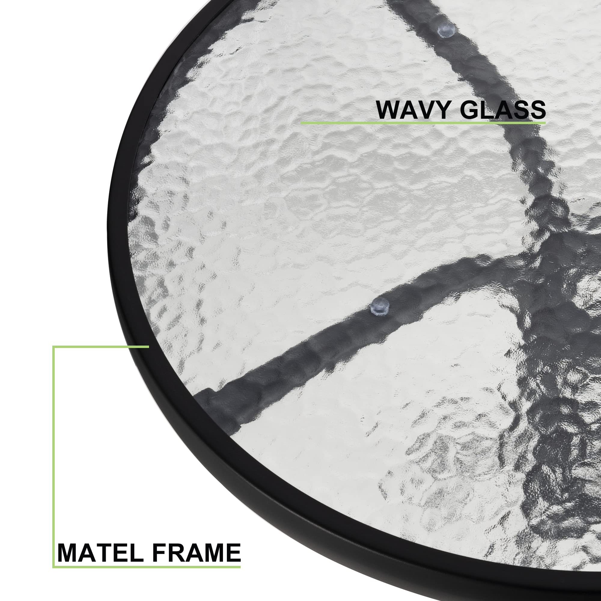 24 Inch Round Tempered Glass Patio Table - Outdoor Bistro Side Coffee Table for Backyard, Lawn, Balcony & Pool - Durable Garden Furniture for Dining, Relaxing & Entertaining