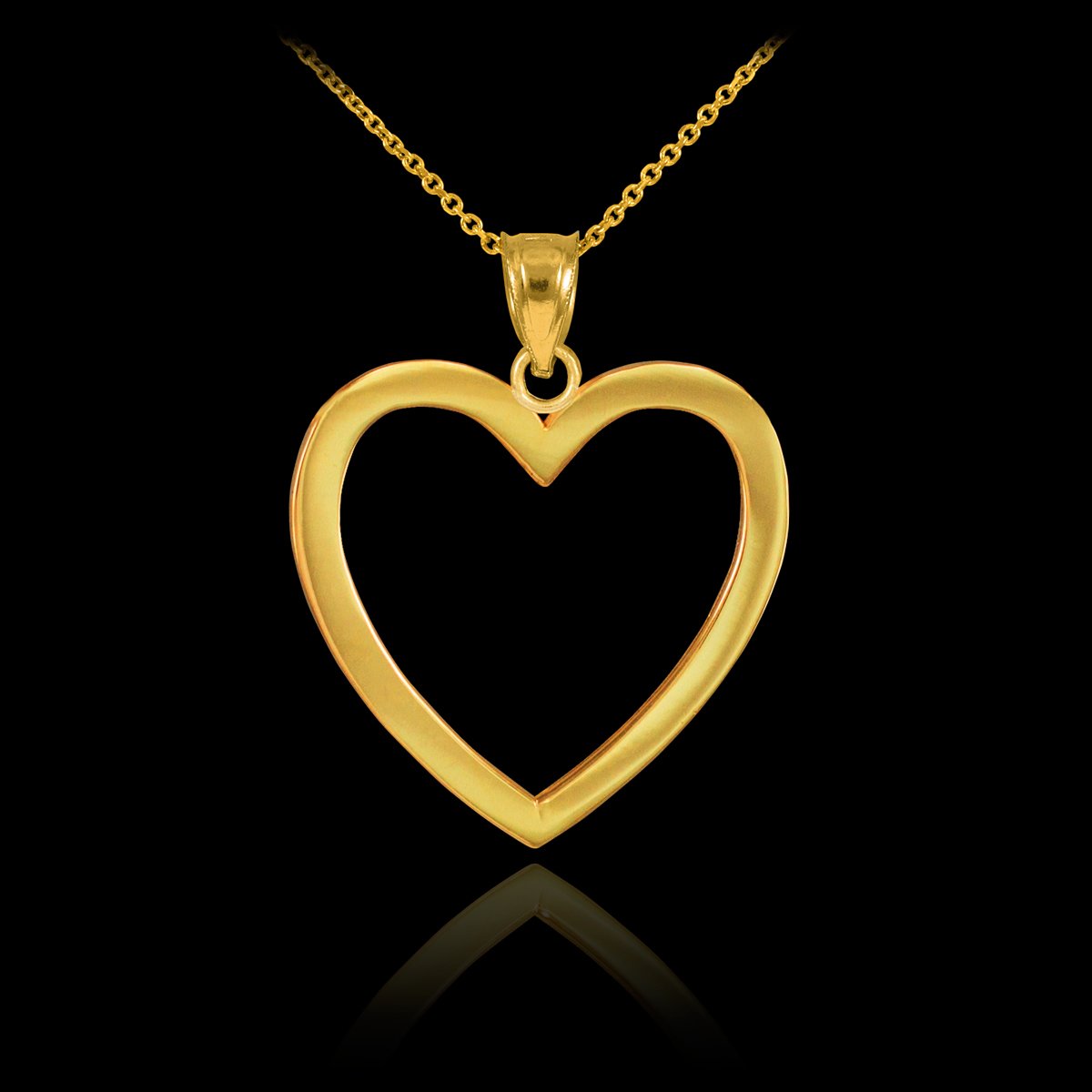 10K Yellow Gold Open Heart Pendant Necklace for Women - Elegant & Dainty Jewelry Gift for Valentine's Day, Anniversary & Special Occasions
