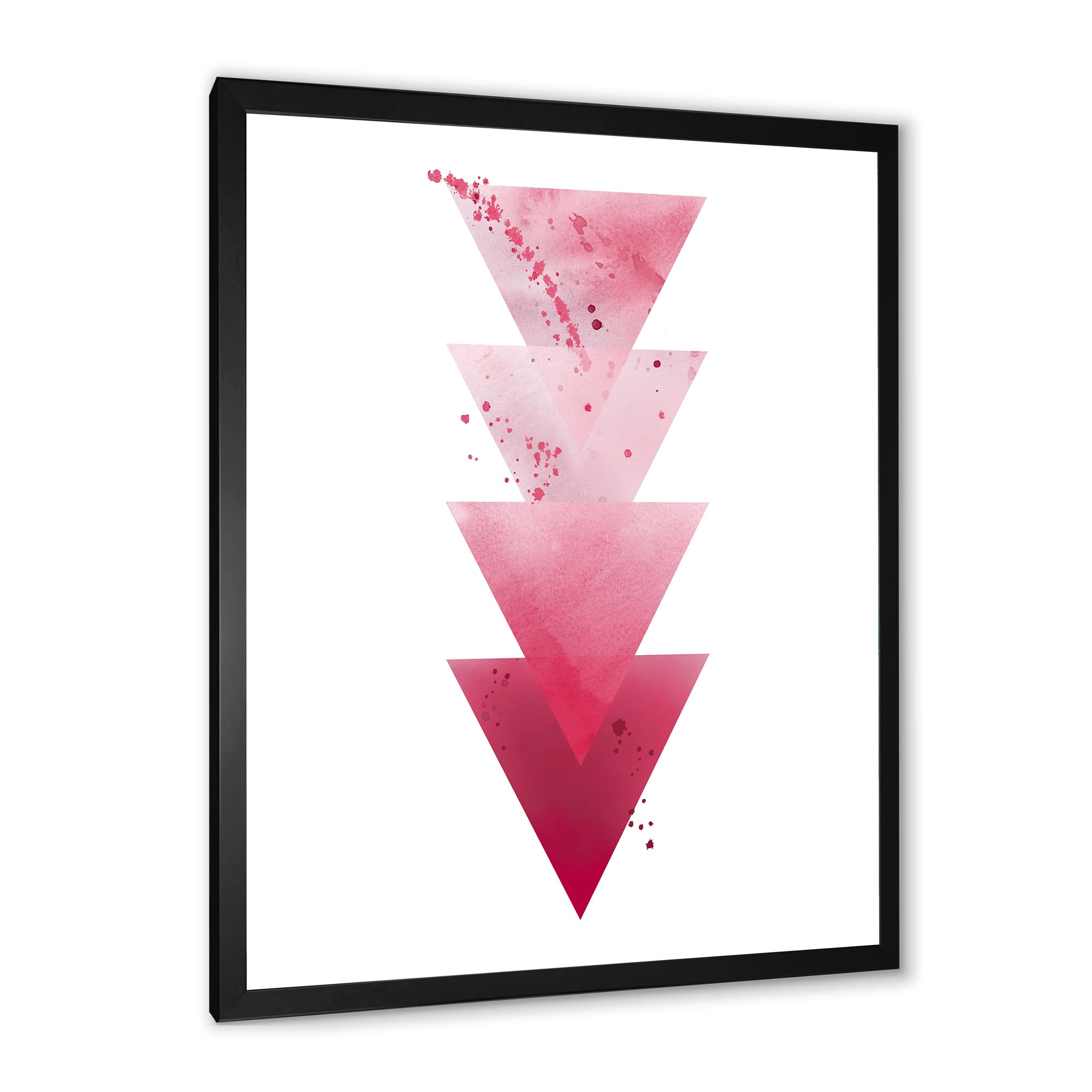 Abstract Red Triangle Geometric Wall Art - Modern Framed Canvas Painting for Living Room, Bedroom & Office Decor