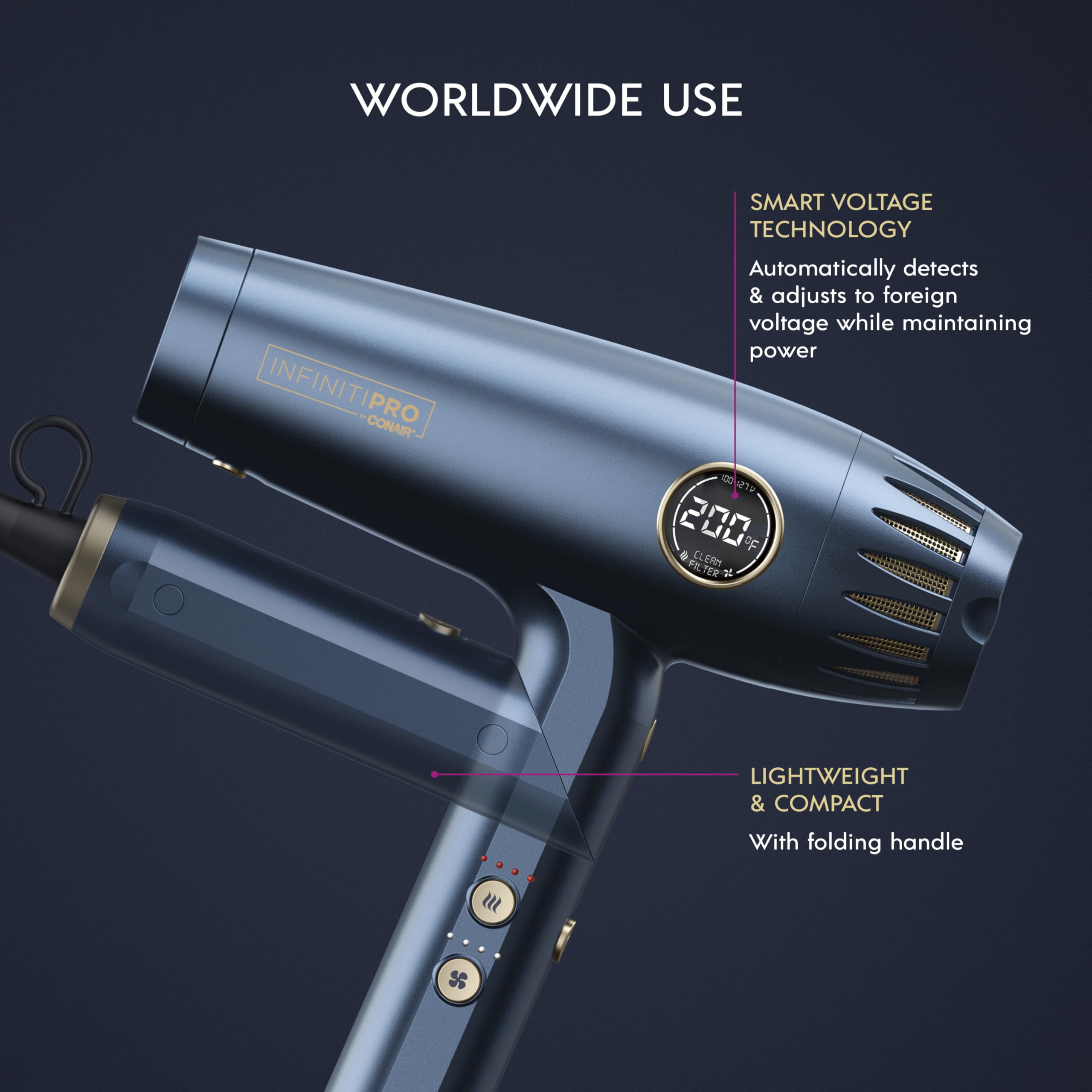 INFINITIPRO by CONAIR DigitalAIRE 2.0 Hair Dryer - Fast Blow Dryer with Diffuser for Frizz-Free Hair | High Speed 5X Airflow for Quick Drying | Professional Salon Hair Dryer for Home Use - Perfect for Styling, Volumizing & Daily Hair Care