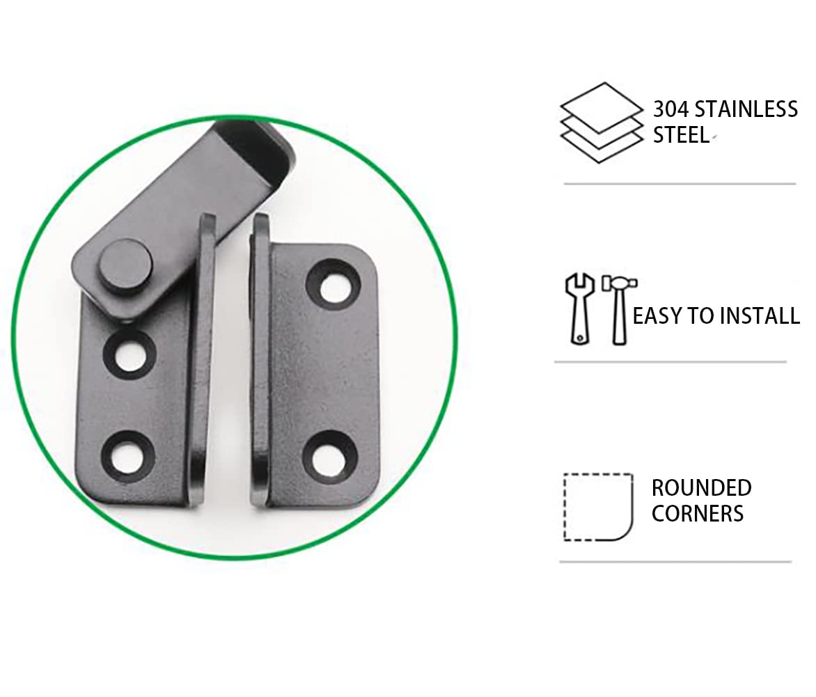 Stainless Steel Sliding Barn Door Lock - Flip Latch Safety Bolt for Wine Cabinet, Bathroom, Garage, Outdoor & Closet - Black Small Light Locker - Perfect for Home Security & Interior Design