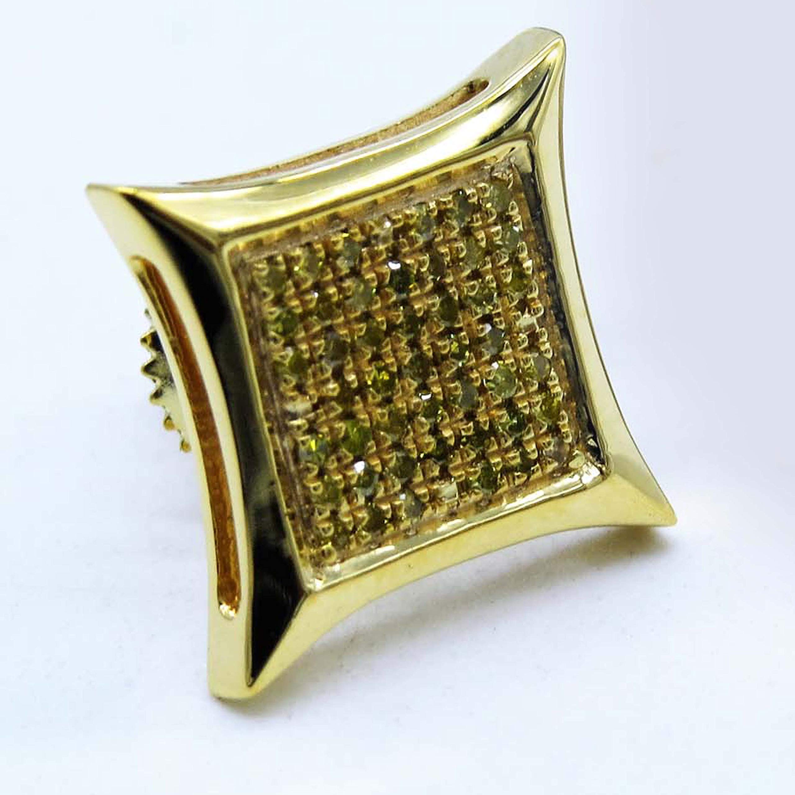 0.10ct Round Yellow Diamond Stud Earrings in Kite Shape - Dazzlingrock Collection - Micro Pave Setting - Perfect for Weddings, Parties & Special Occasions