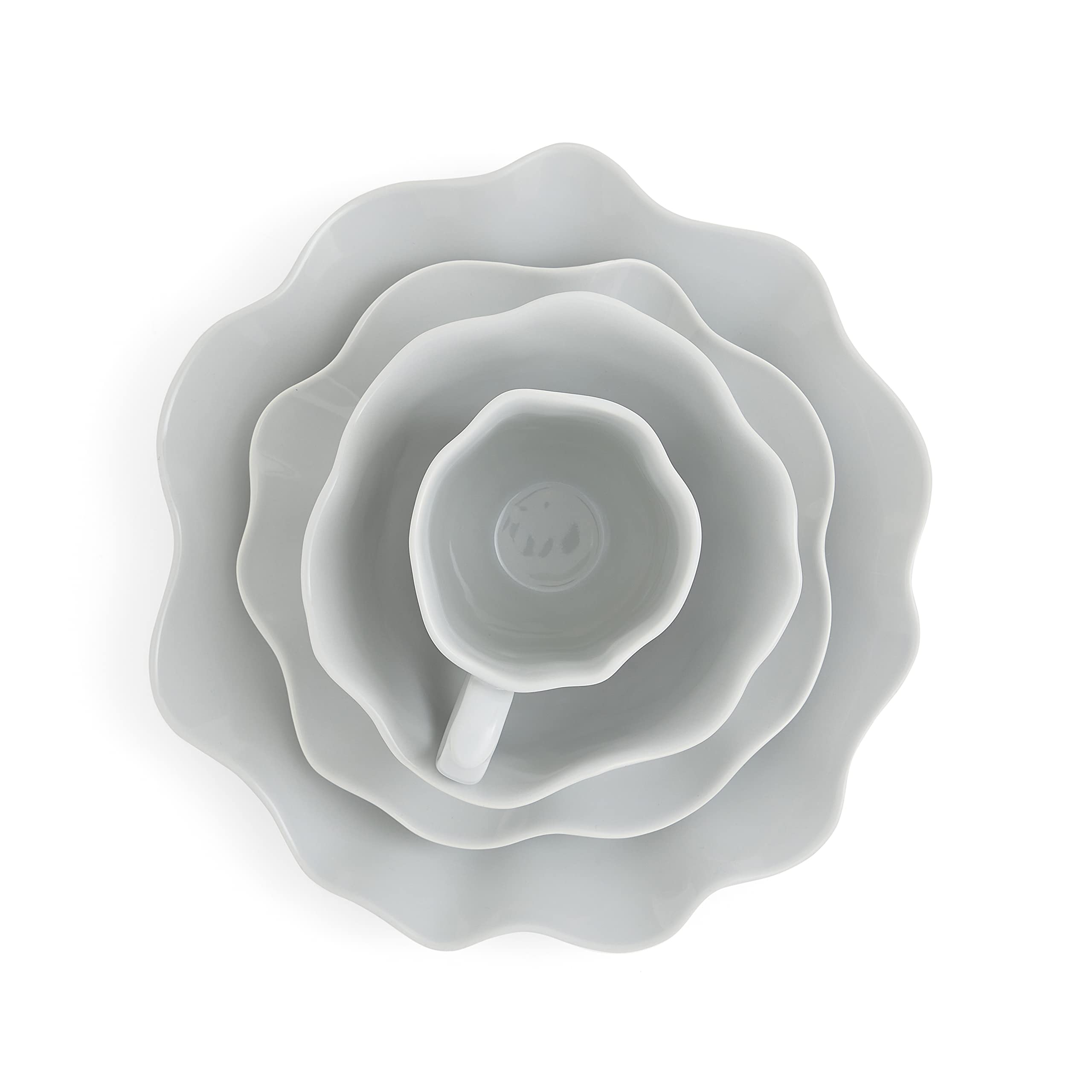 Portmeirion Sophie Conran Floret 4-Piece Dinnerware Set - Porcelain Dinner Plate, Salad Plate, Cereal Bowl & Mug | Microwave & Dishwasher Safe | Perfect for Formal Dining, Everyday Meals & Gift Giving