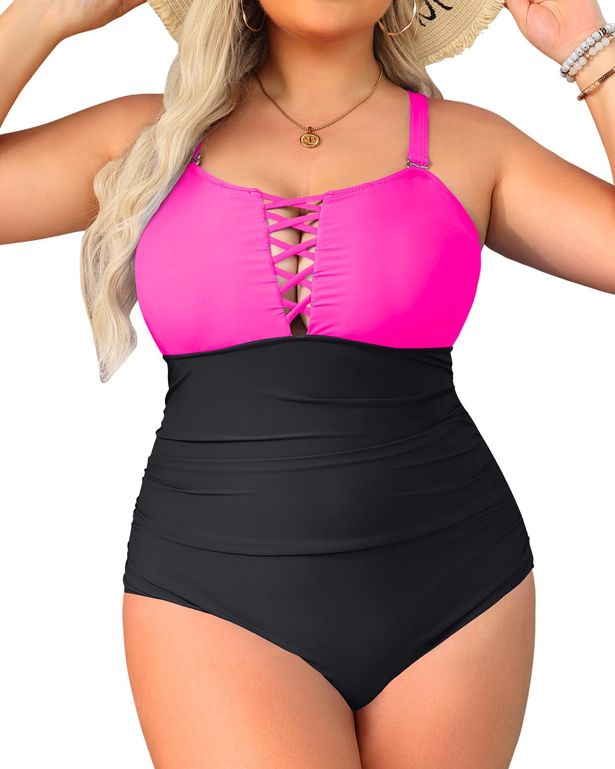 Yonique Women's Plus Size One Piece Swimsuit with Tummy Control - Vintage Bathing Suit for Women - Perfect for Beach, Pool & Summer Vacations