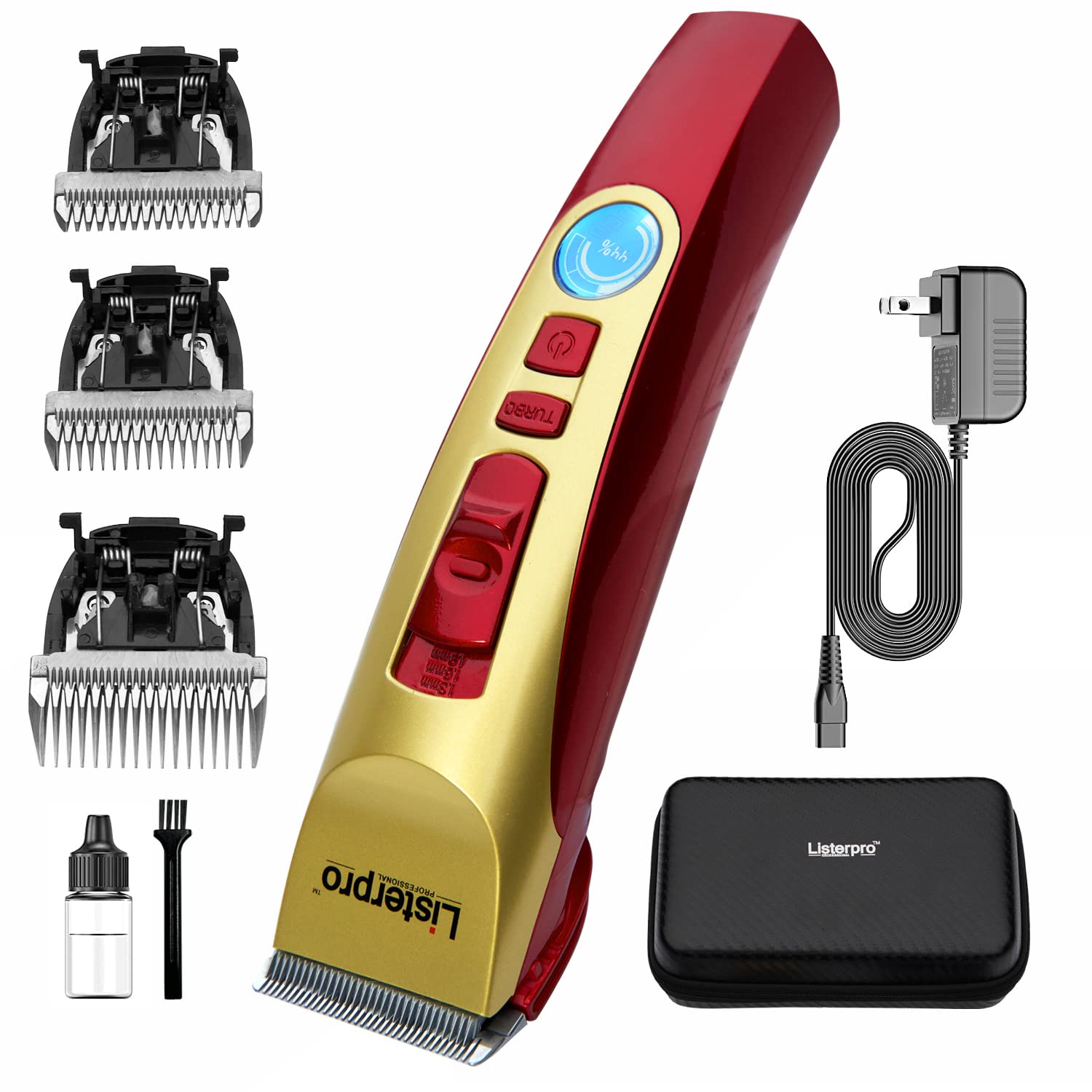 Professional Dog Clippers for Thick Coats - Heavy Duty 2-Speed Low Noise Rechargeable Cordless Pet Grooming Kit for Small & Large Dogs & Cats - Perfect for Home Grooming, Professional Salons & Pet Spa Days