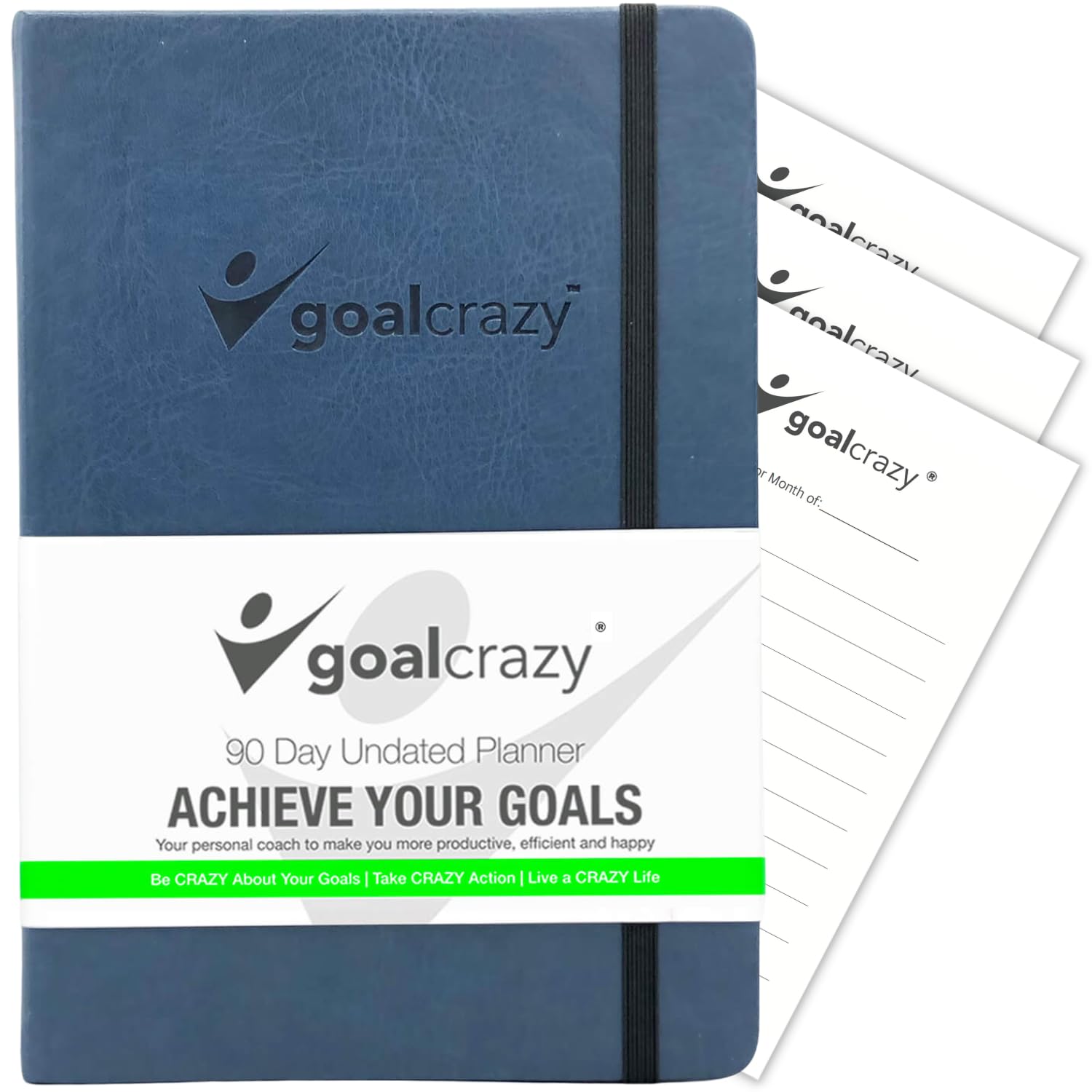 90 Day Undated Planner - Weekly & Monthly Productivity Journal for Goal Setting, Habit Tracking & Organization | Navy Blue Leather Cover with Almond Pages | Perfect for 2025, 2026 Planning, Work & Personal Life Management