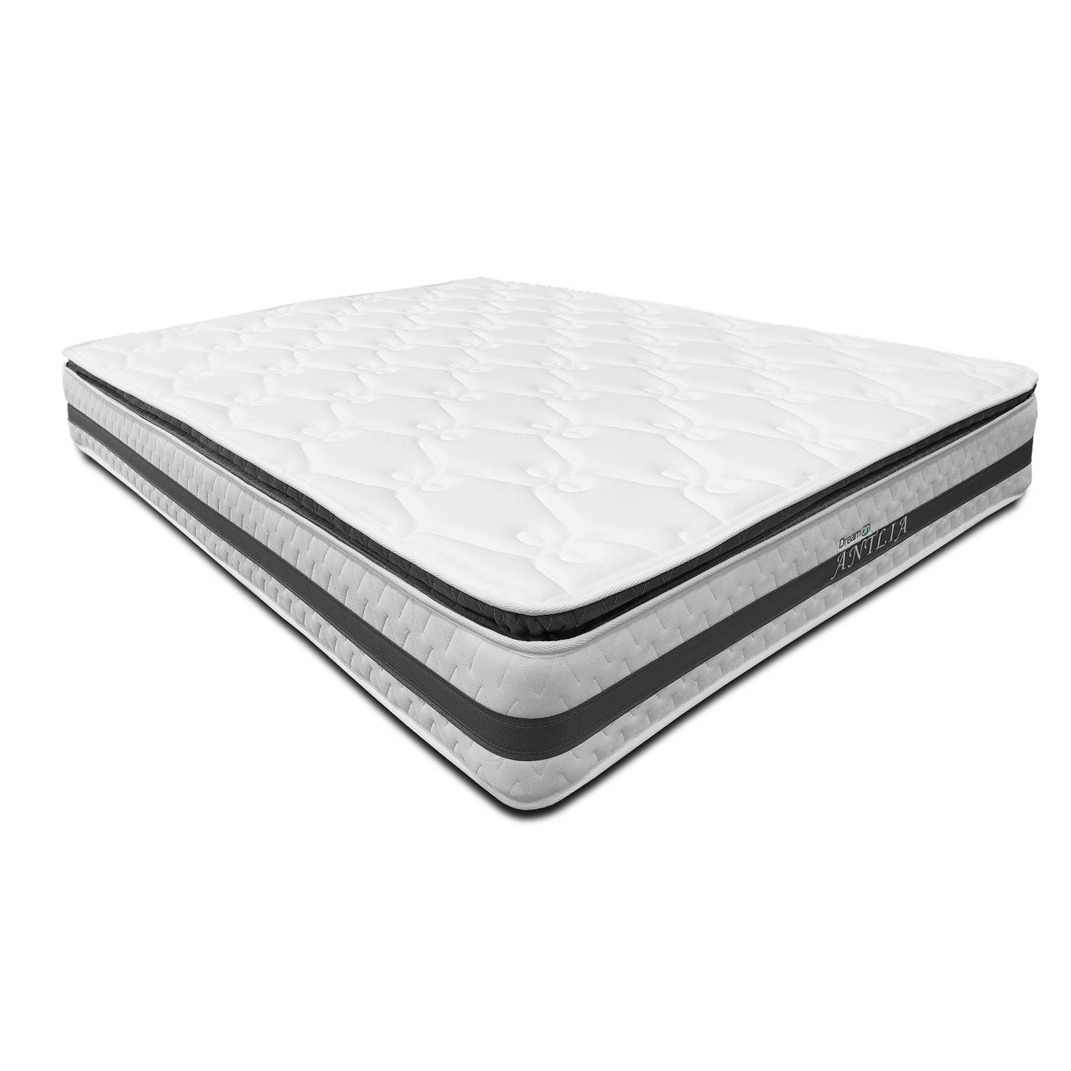 DreamOn Antlia Grey Semi-Double Bed Frame and Mattress Combo Set (120cm Rectangular) with Free Pillow - Perfect for Small Bedrooms, Guest Rooms & Studio Apartments