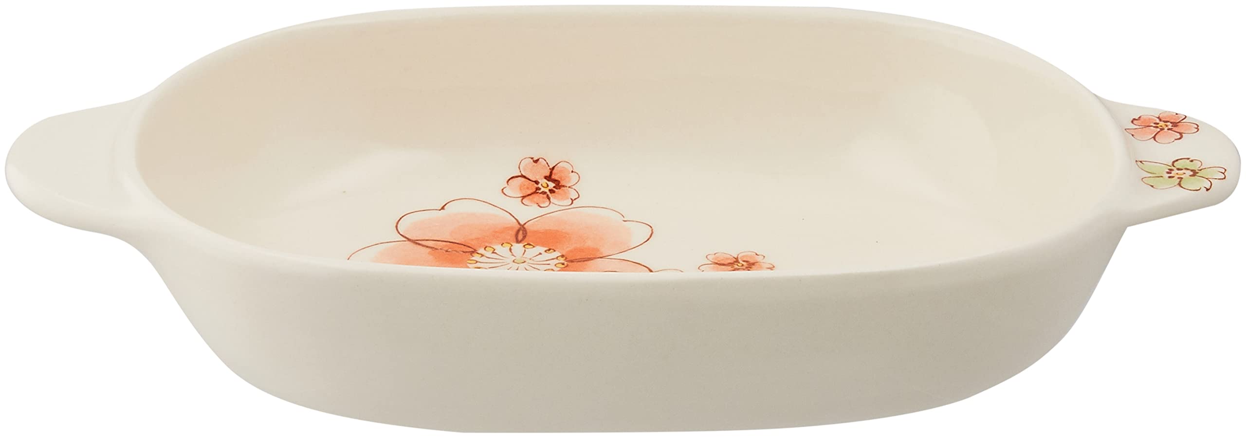 Banko Ware 14624 Japanese Oven & Microwave Safe Gratin Dish - 8.7 inch (22cm) Orange Cherry Ceramic Baking Dish for Lasagna, Casseroles & Desserts - Made in Japan