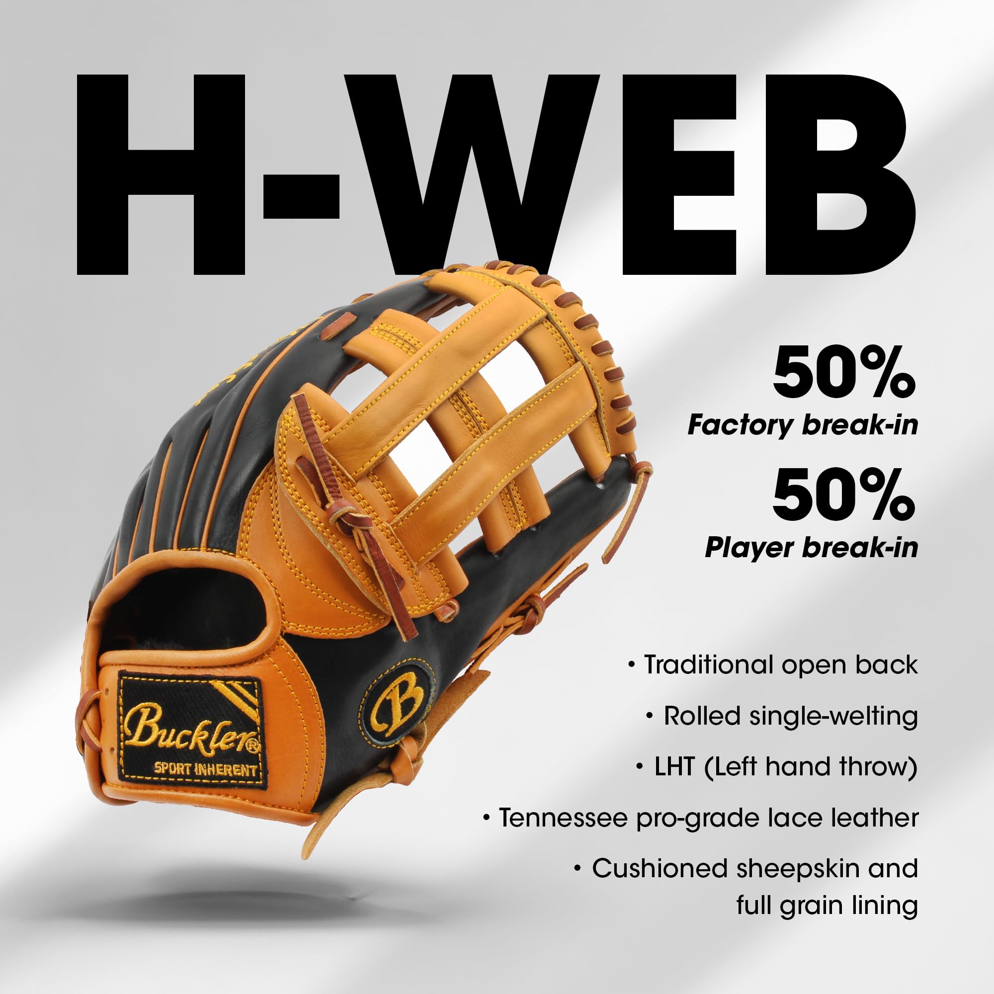Buckler 'Core' Series Kip Leather Adult Baseball Gloves - 12.75