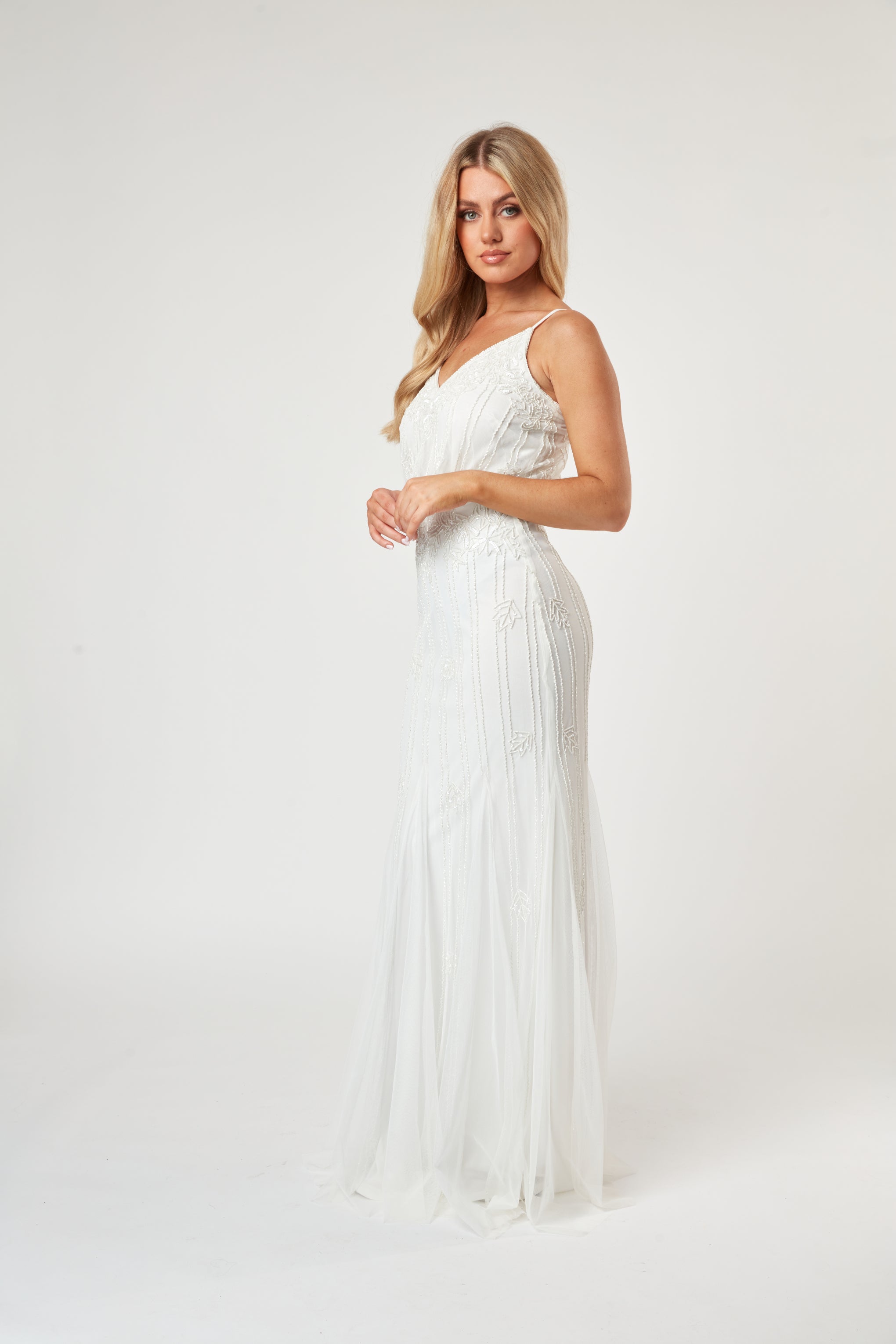 Elegant White Keeva Wedding Dress for Bride – Perfect for Church Ceremony, Beach Wedding & Formal Reception