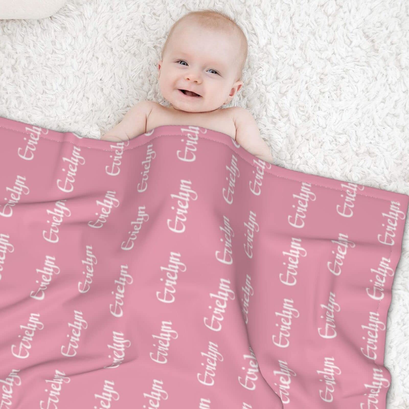 Personalized Baby Blanket for Boys & Girls - Custom Name Baby Blanket Gift for Newborns, Infants & Toddlers - Soft Nursery Blanket for Crib, Stroller & Photo Shoots