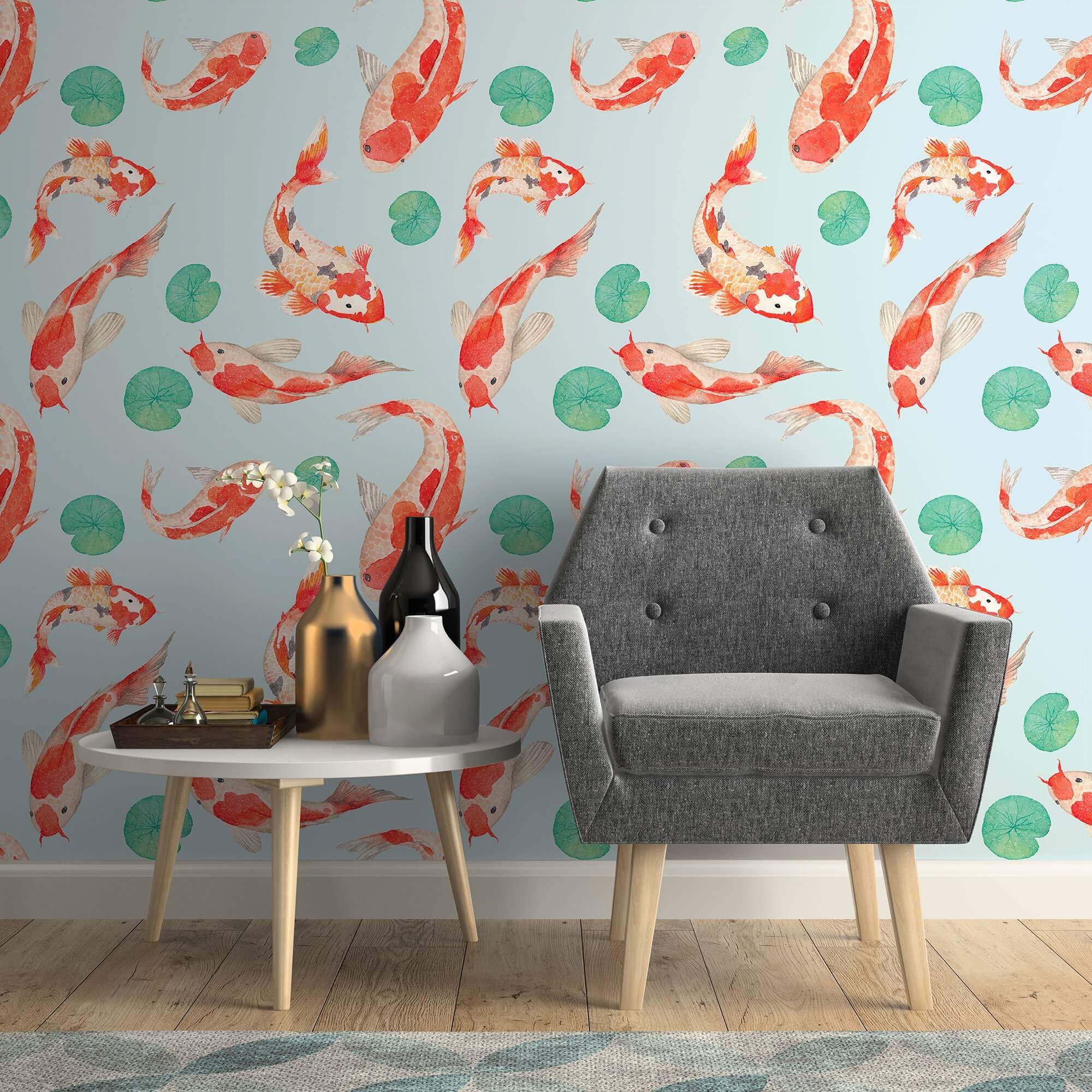 Pink and Orange Botanical Animal Peel and Stick Removable Wallpaper 8771 - Self-Adhesive Wall Decor for Nursery, Kids Room, Dorm & Home Office