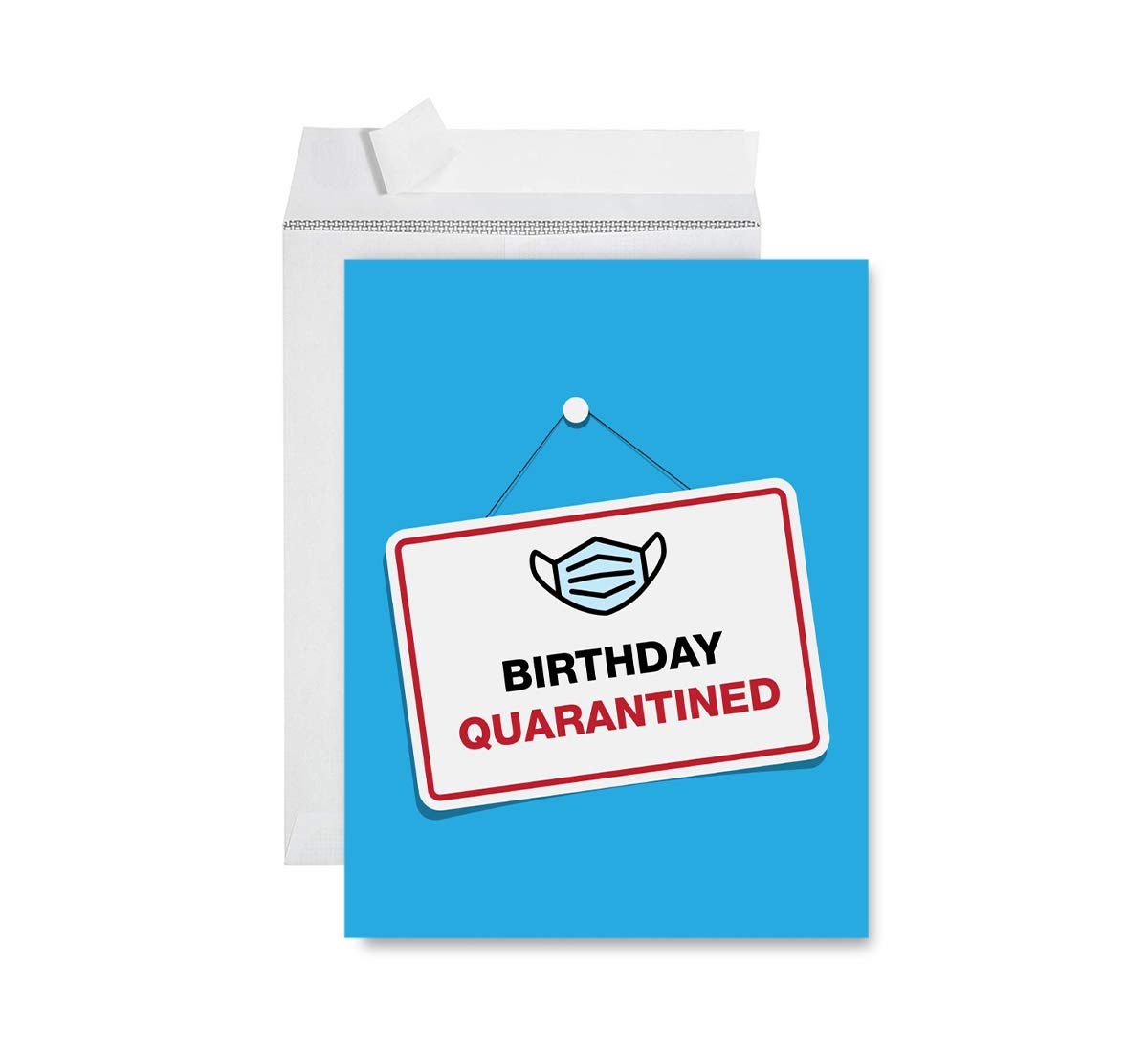 Happy Birthday Jumbo Card - 8.5 x 11 Inch Funny Social Distance Party Greeting Card for Him or Her - Andaz Press Birthday Sign Design - 1-Pack - Perfect for Virtual Celebrations, Office Parties & Safe Distant Gatherings