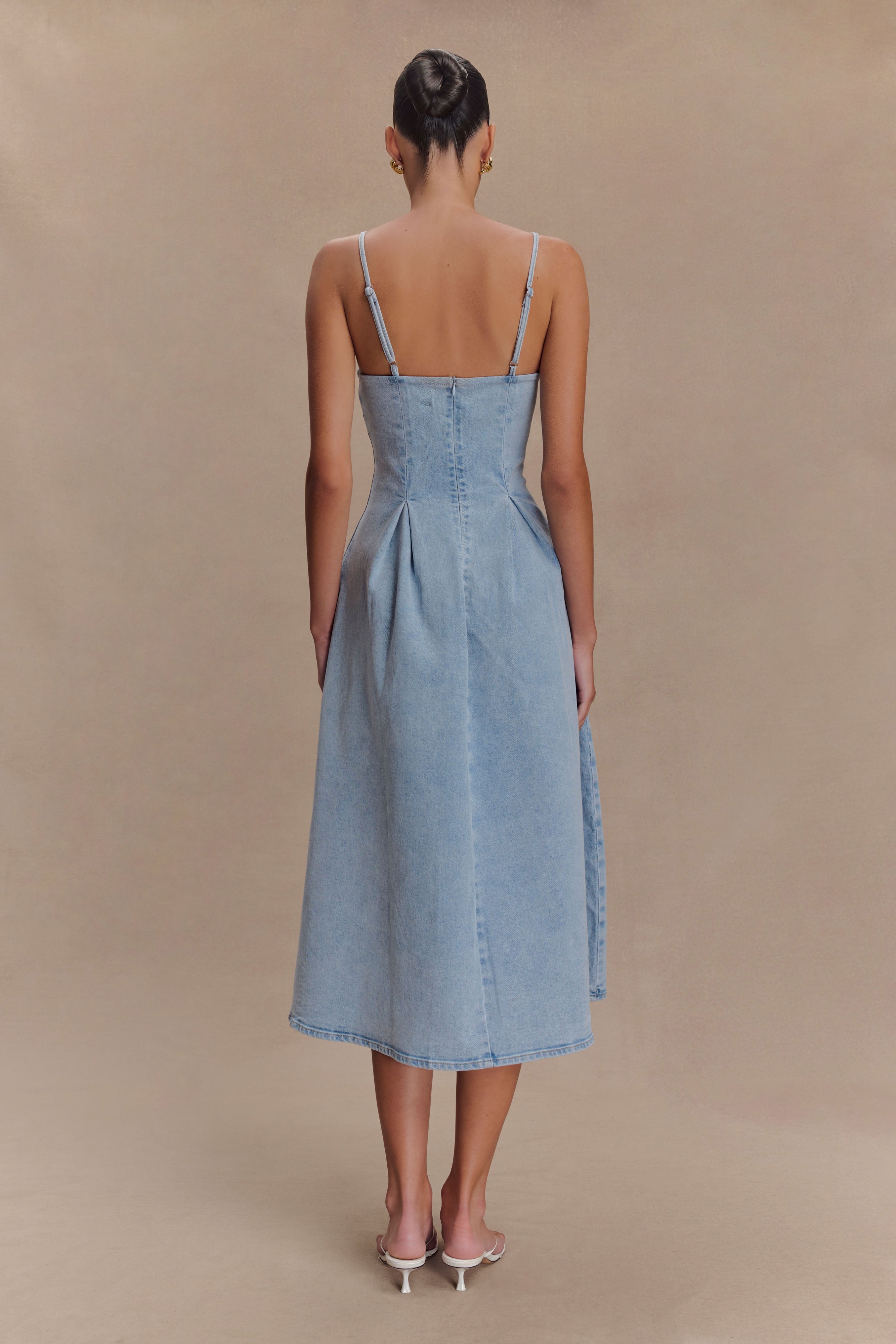 Harlyn Denim Midi Dress for Women - Light Blue Casual Dress for Spring & Summer | Perfect for Beach, Brunch & Date Night