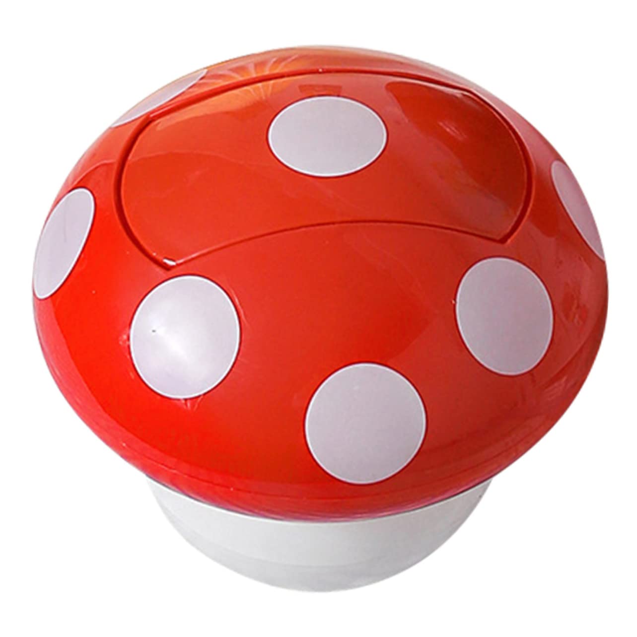 Mushroom Shaped Desk Trash Can - Small Decorative Waste Basket with Lid for Office & Home - Cute Red Garbage Bin for Desk, Bedroom, Dorm Room, Kids Room