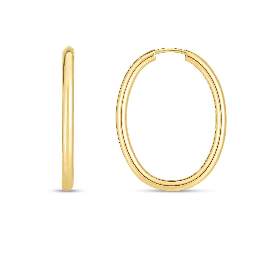 14K Gold Endless Oval Hoop Earrings for Women - Dainty Minimalist Everyday Jewelry - Perfect for Work, Date Night & Special Occasions