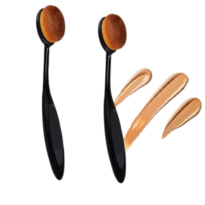 Staila 2 Pack Oval Makeup Brush Set - Foundation Brush & Loose Powder Brush for Flawless Liquid, Cream & Powder Cosmetics Application | Perfect for Blending, Contouring & Everyday Makeup Routine