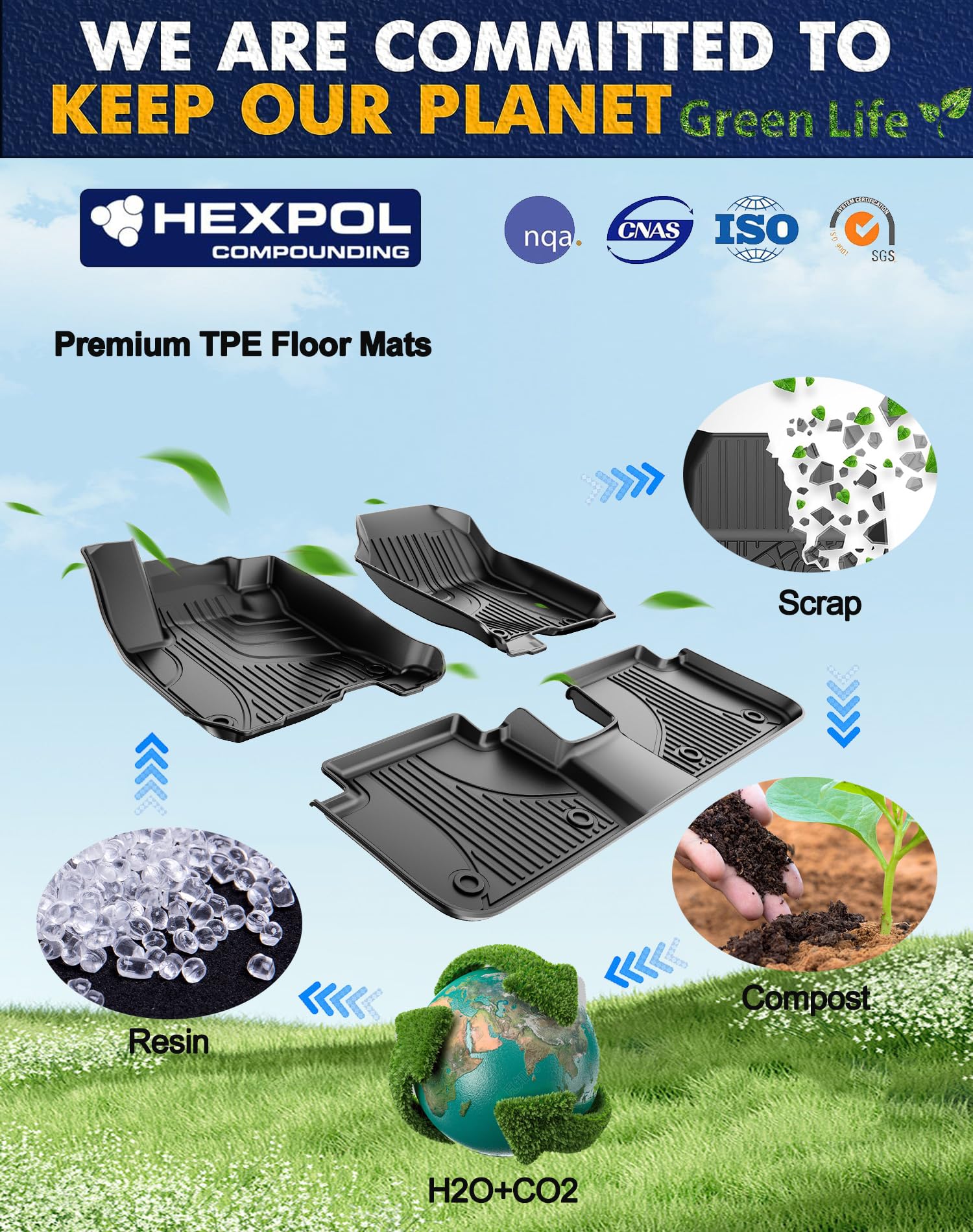 2023-2025 Honda HR-V Custom Fit TPE All-Weather Floor Mats - Full Set for Sport/LX/EX-L Models - Front & Rear Row Car Floor Liners - Perfect for Winter Snow, Rain Protection and Daily Commuting