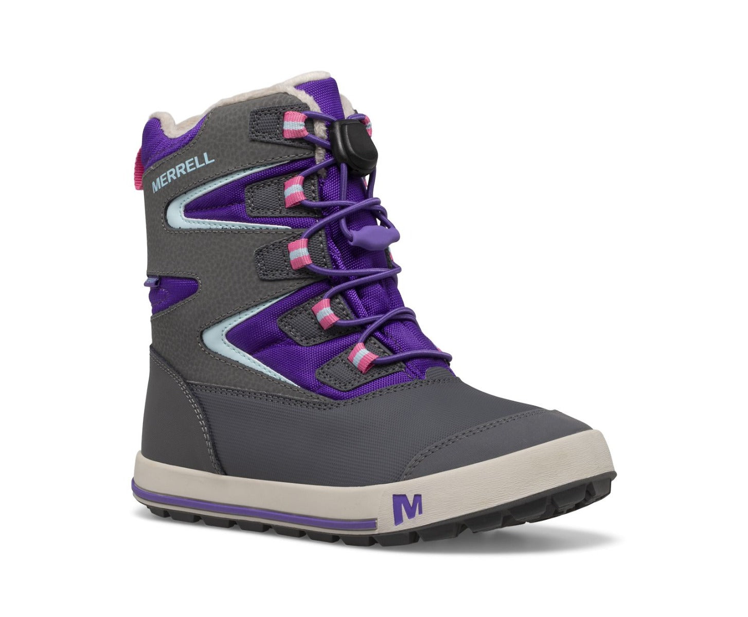 Merrell Snow Bank Kids Snow Boots - Ultra Violet & Grey - UK Size 10 - Waterproof Winter Boots for Boys & Girls - Perfect for Snow Play, Sledding & Cold Weather Activities