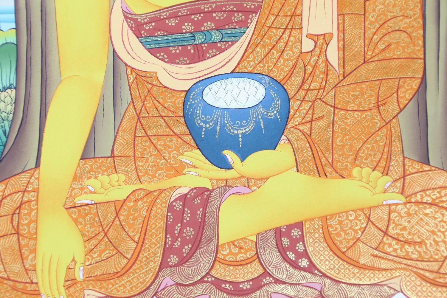 Enlightened Shakyamuni Buddha Thangka Painting - Handmade Tibetan Buddhist Wall Art for Meditation, Yoga & Spiritual Decor