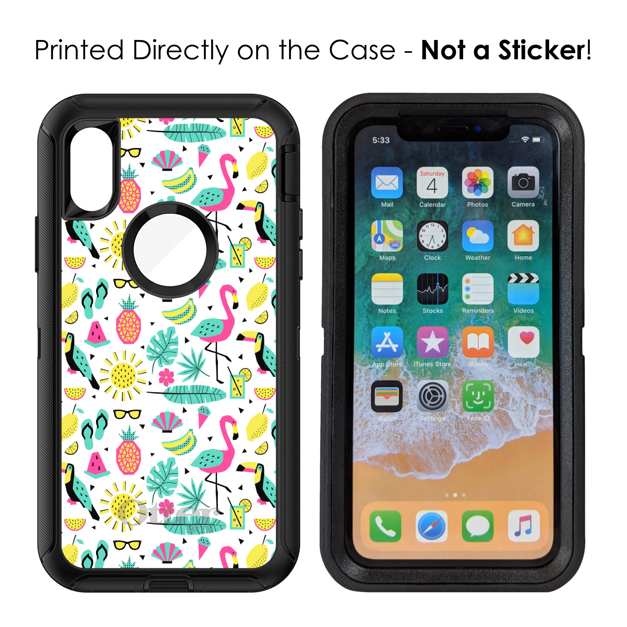 Premium Flamingo Pineapple Sunglasses Design iPhone Xs Max Case (6.5 Inch) - Heavy Duty Protective Phone Cover - Durable Shockproof Replacement for OtterBox Defender - Perfect for Summer Beach Vacation & Outdoor Activities