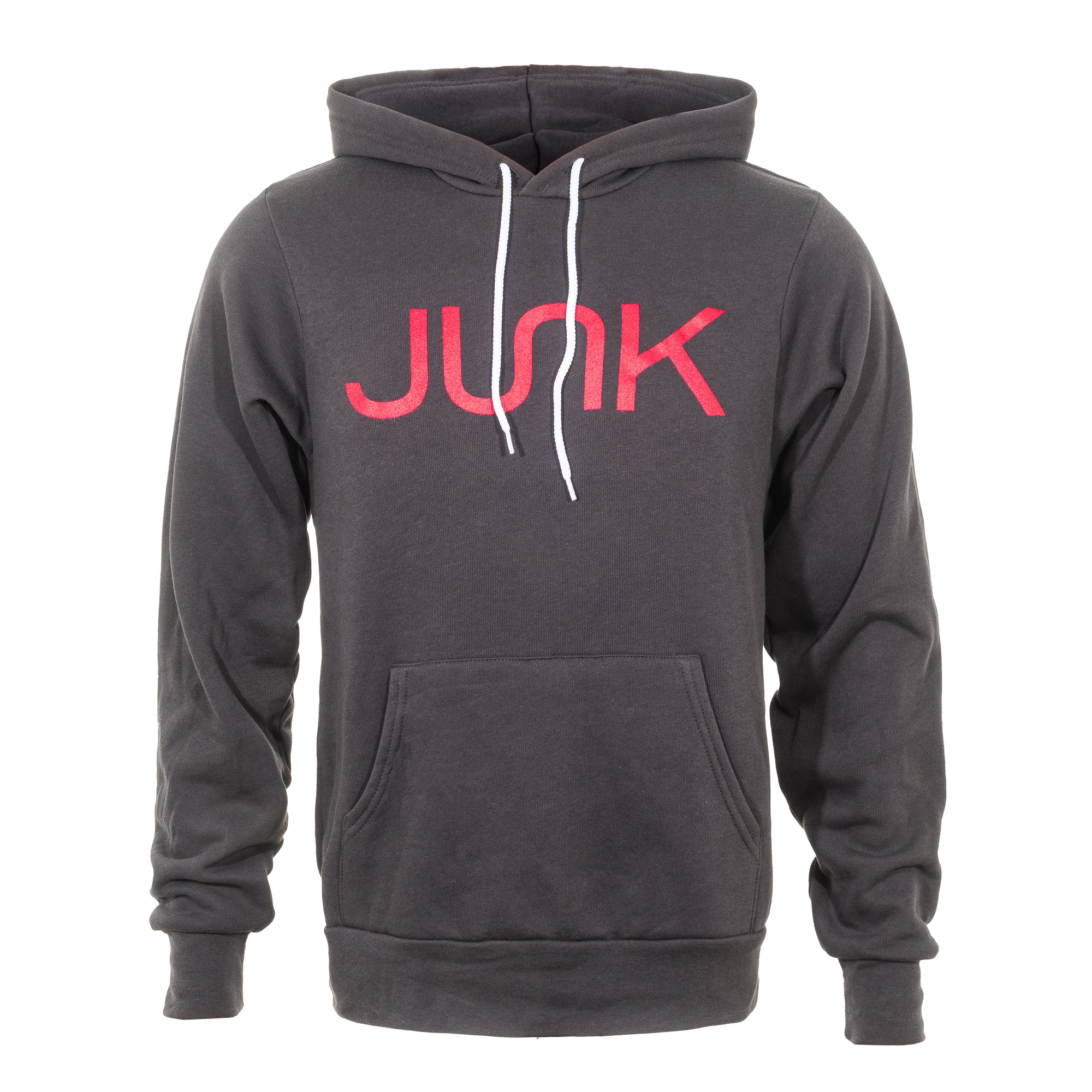JUNK Dark Gray Hoodie for Men & Women - Soft Cotton Pullover Sweatshirt with Kangaroo Pocket | Perfect for Casual Wear, Gym, and Outdoor Activities