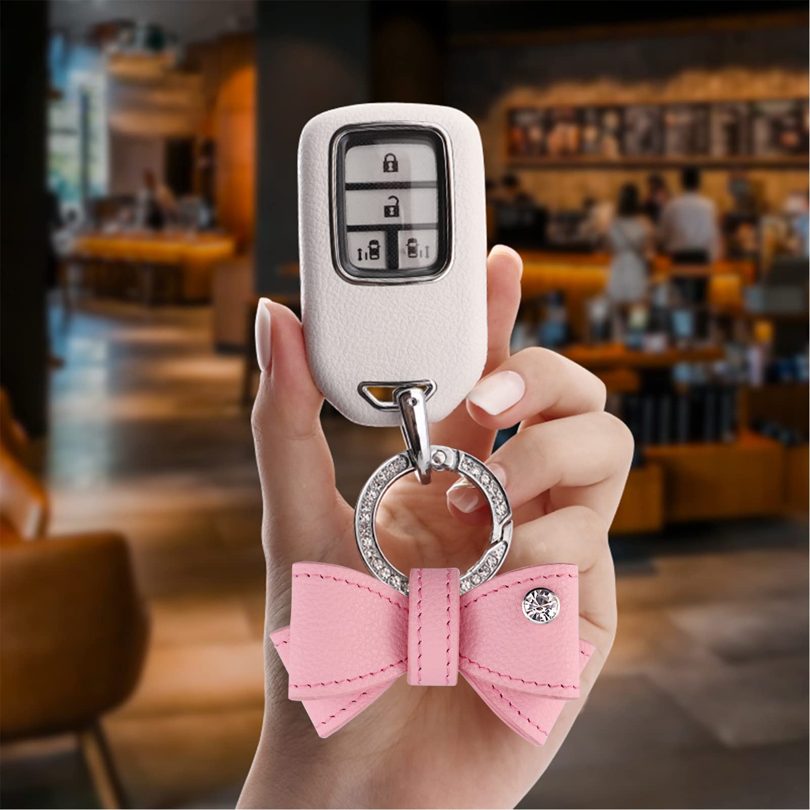 Elegant Crystal Bow Keychain for Women - Stylish Car Key Fob, Purse Charm & Handbag Accessory | Perfect Gift for Her, Everyday Use & Special Occasions