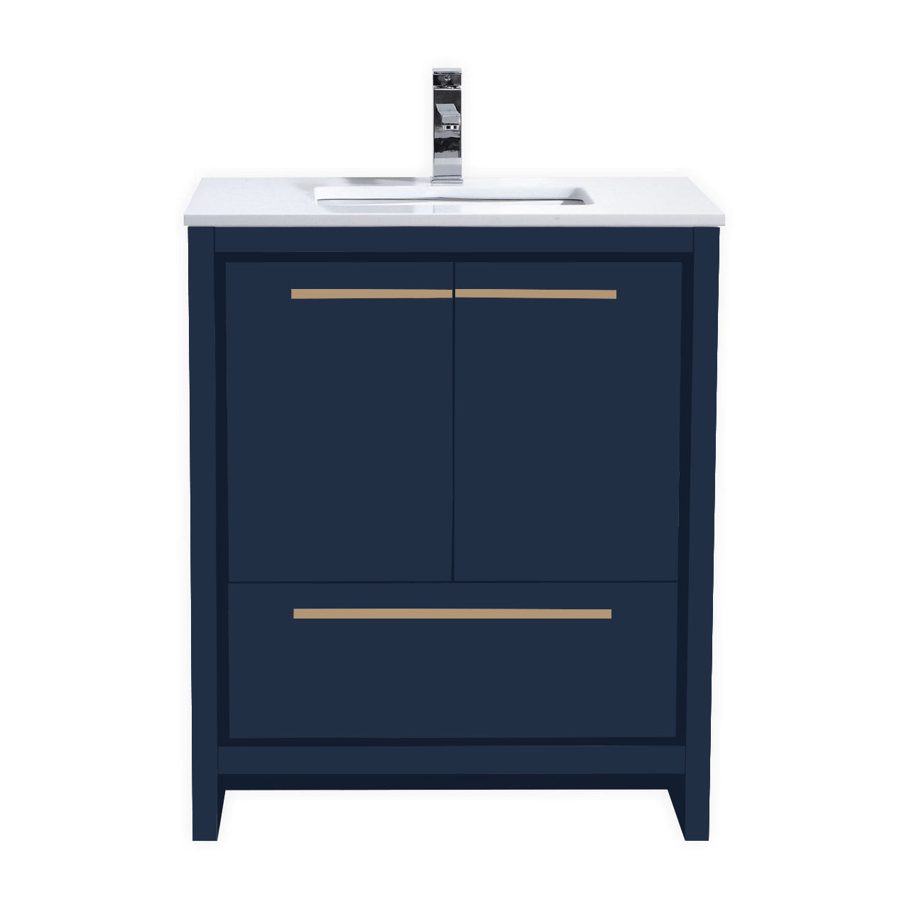 Modern Blue Floor Standing Bathroom Vanity with Quartz Countertop - AD30 - Perfect for Contemporary Home & Apartment Bathrooms