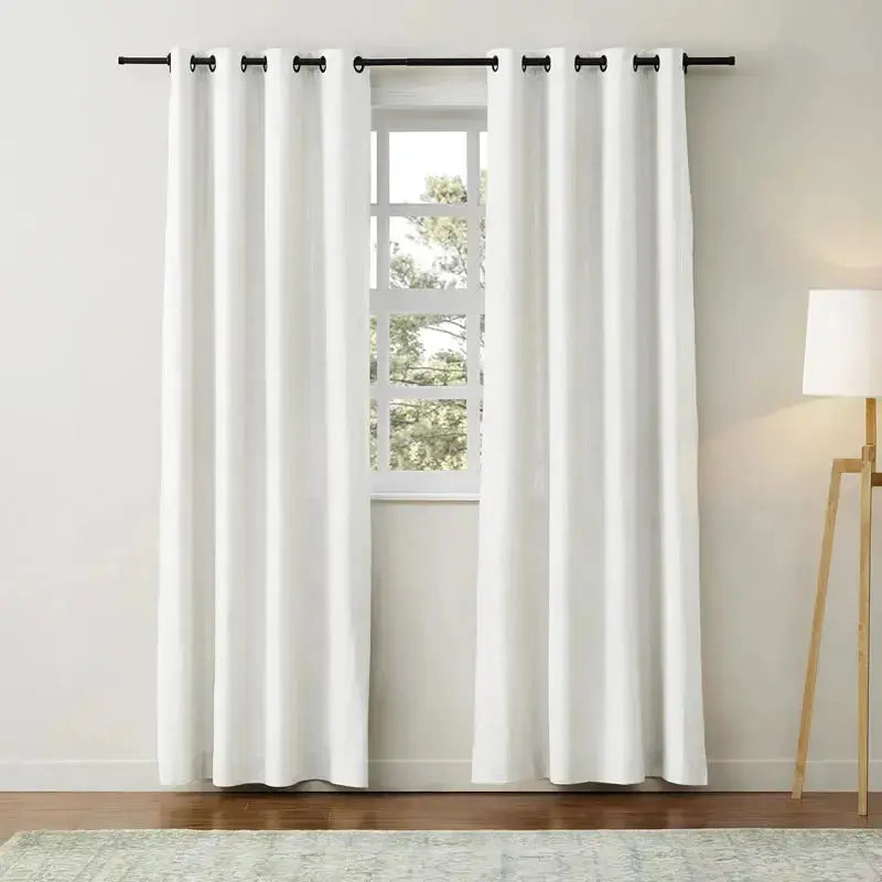 Premium Blackout Linen Cotton Drapes with Grommet Top - Thermal Insulated Curtains for Bedroom & Living Room - Noise Reducing Window Treatments for Home & Office