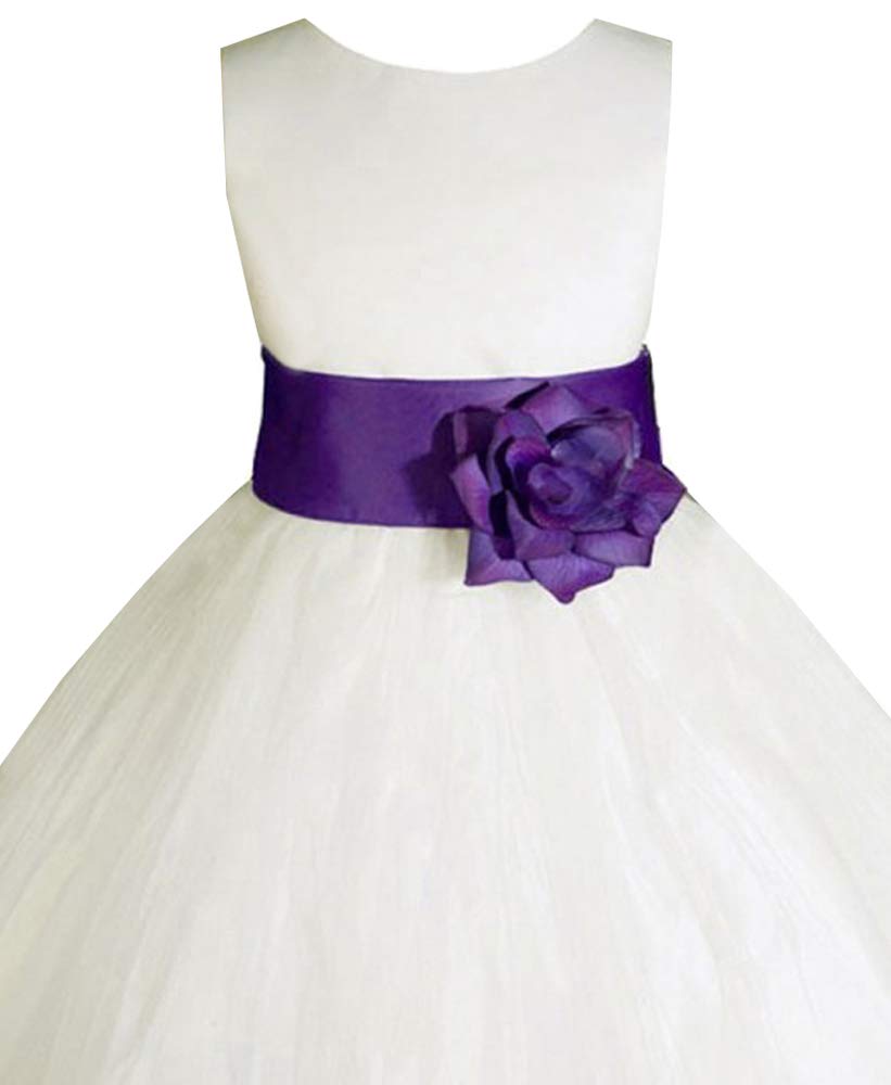 USA-Made Ivory Tulle Flower Girl Dress with Rose Petals Design - Perfect for Weddings, Pageants, Easter & Birthday Parties
