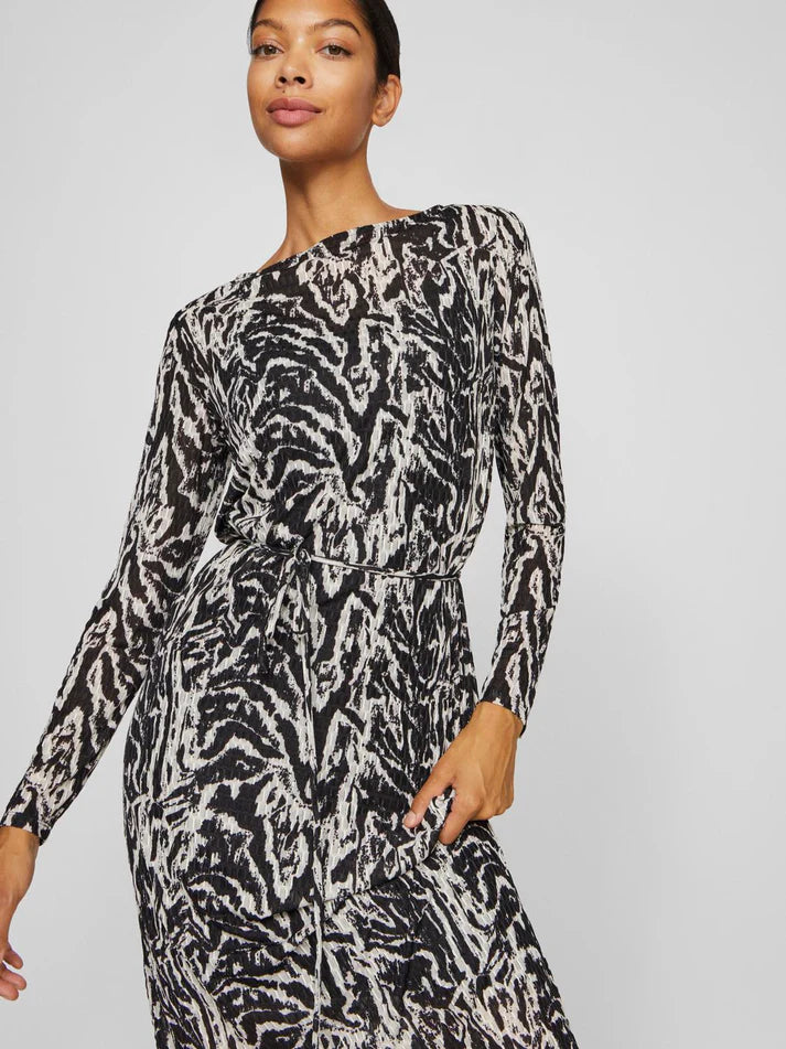 Nala Boat Neck Midi Dress - Elegant Black Beauty & Nala Birch Print Flowy Summer Dress for Women | Perfect for Beach Vacations, Date Nights & Casual Outings