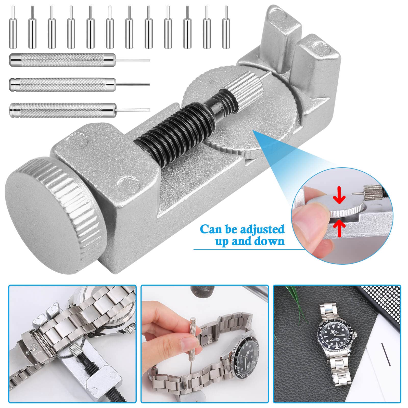 Cridoz Watch Link Removal Tool Kit with 12 Pins & 3 Punches for Watch Band Adjustment & Repair - Perfect for DIY Watch Sizing