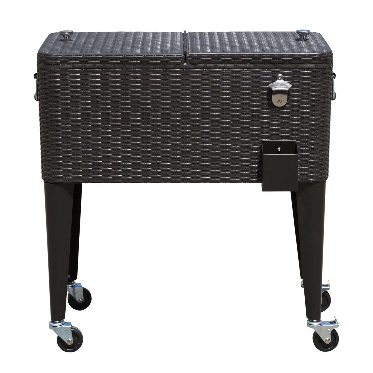 80-Quart Portable Rolling Cooler with Wheels - Insulated Outdoor Beer & Drink Cart for Patio, Picnic, BBQ, Tailgating & Beach Parties - Rattan Design for Stylish Entertaining