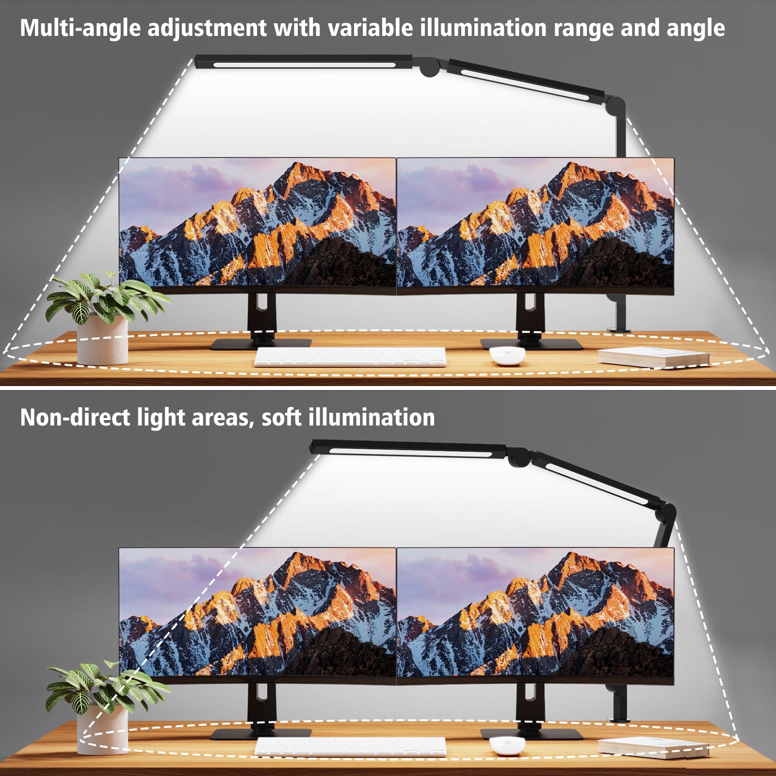 Adjustable LED Desk Lamp with Clamp - Dimmable Eye-Caring Swing Arm Task Light for Home Office, Study & Work | Modern Tall Table Lamp for Nail Techs, Architects & Students | Perfect for Reading, Crafting & Computer Work