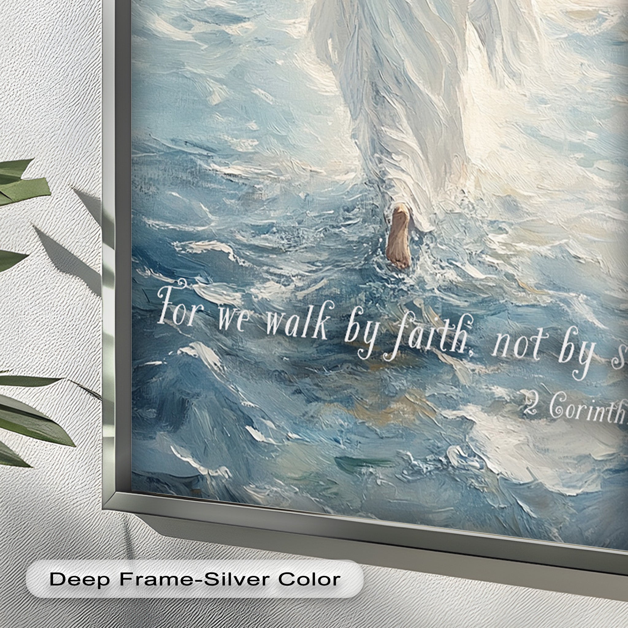2 Corinthians 5:7 Walk by Faith Bible Verse Oil Painting - Christian Home Decor, Church Wall Art, Inspirational Gift for Believers