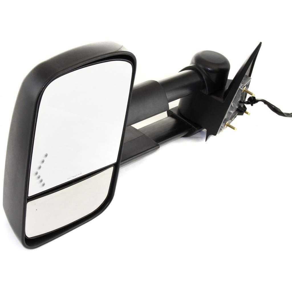 2003-2006 GMC Sierra 3500 Heated Power Towing Mirror with Blind Spot Glass - Driver Side Manual Folding Textured Black Replacement (Fits Part #15904034, GM1320355) - Perfect for Heavy-Duty Towing & Enhanced Road Safety
