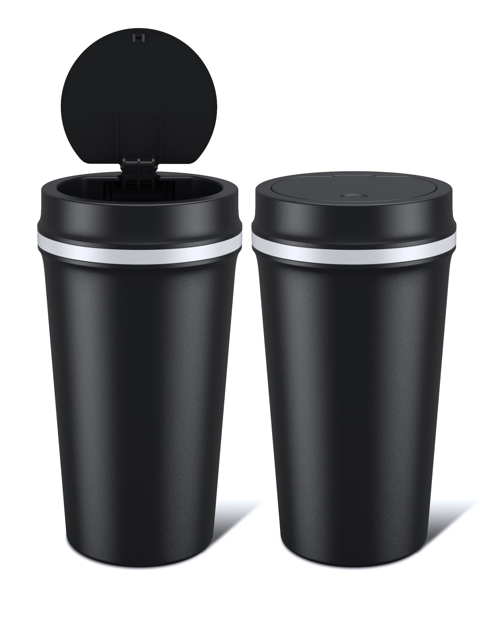 **Aujen 2-Pack Leakproof Car Trash Can with Lid & 30 Trash Bags – Portable Mini Garbage Bin for Car, Durable & Washable Auto Trash Holder – Ideal for Road Trips, Commuting & Travel (Black)**