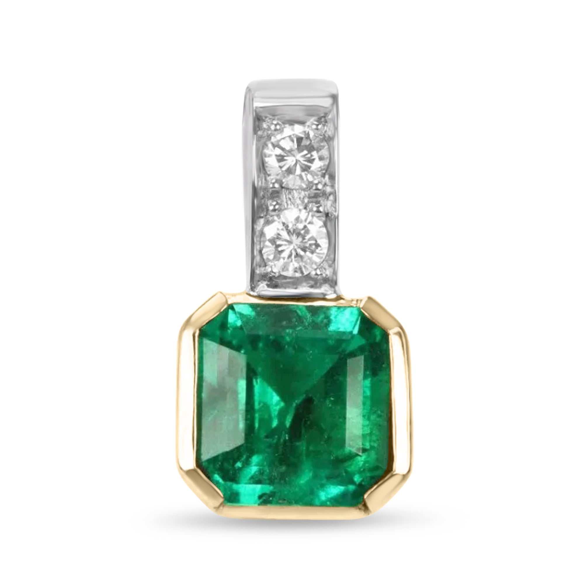 2.70tcw Exquisite Asscher Cut Emerald & Diamond Channel Necklace in 18K Gold - Perfect for Weddings, Anniversaries & Special Occasions