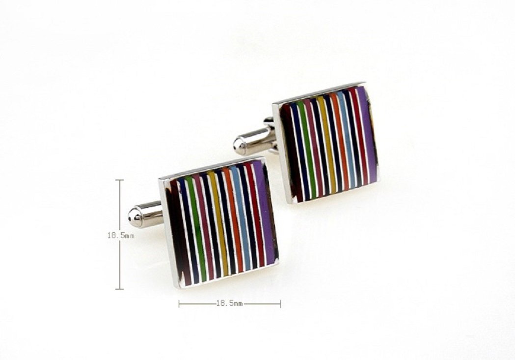 MRCUFF Rainbow Cufflinks Set - Elegant Stainless Steel Dress Accessories with Gift Box & Polishing Cloth | Perfect for Weddings, Prom, Business Meetings & Formal Occasions
