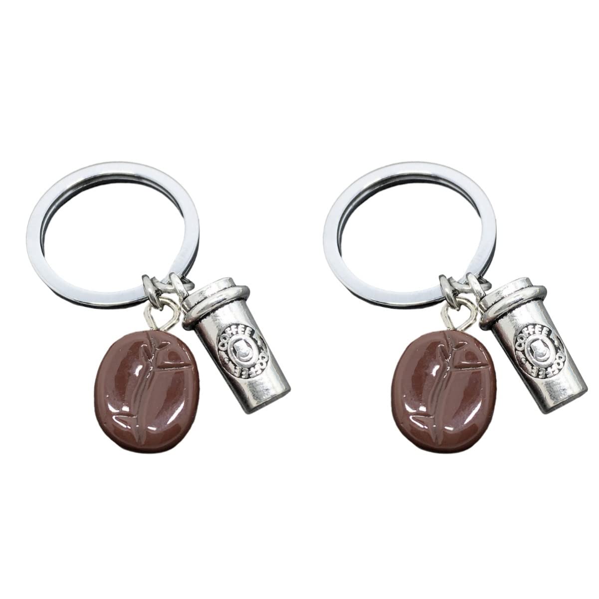 Amosfun 2 Pack Coffee Bean Keychain - Barista Keychain Bulk, Coffee Lover Gift for Baristas & Coffee Enthusiasts - Perfect for Home, Office, Cafe & Gifts