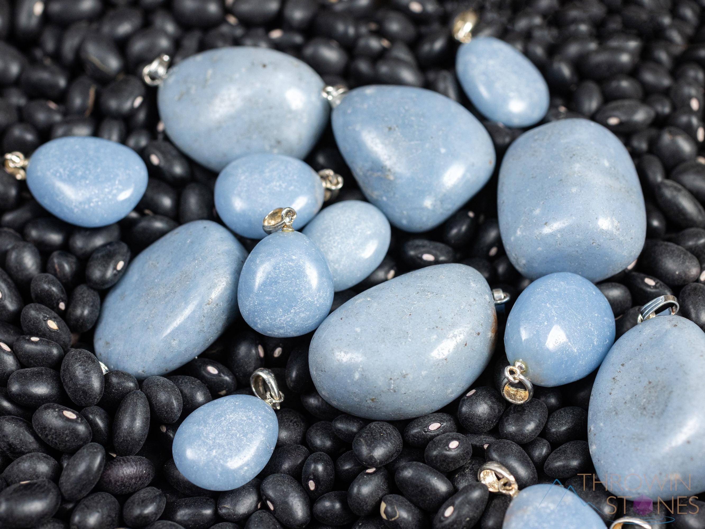 ANGELITE Crystal Pendant Necklace - Handmade Gemstone Jewelry with Healing Properties, Tumbled Stone Gift for Men (E1391) | Spiritual Healing, Meditation & Energy Balancing Accessory