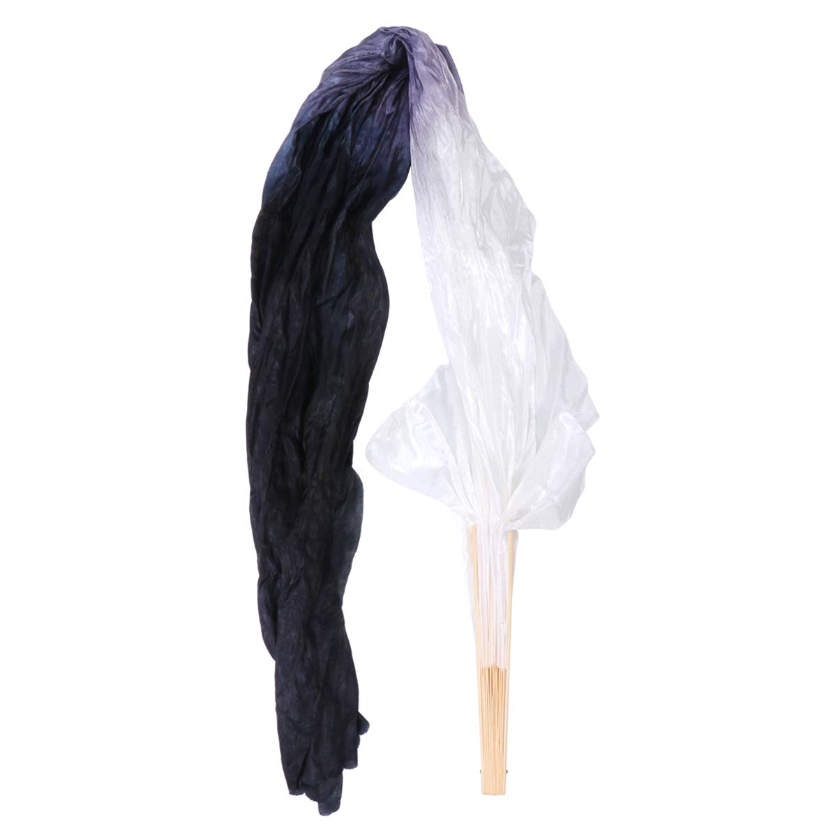 BESPORTBLE 1.8m Long Black Silk Dance Fan - Bamboo Yangko Fan for Belly Dance, Square Dance, Morning Practice, and Stage Performances