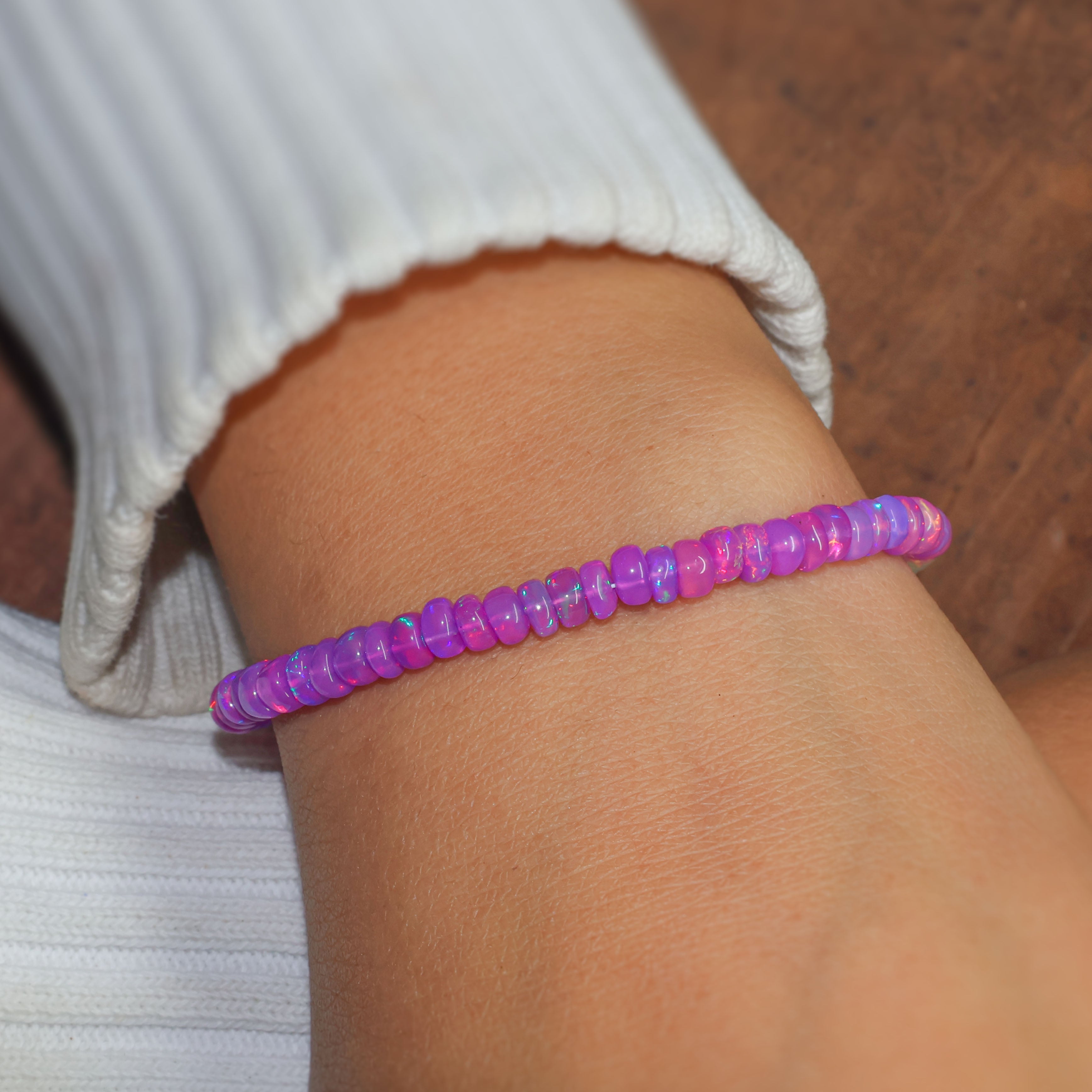 Natural Purple Opal Beaded Bracelet - Plain Shaded Birthstone Jewelry for Women | Elegant Gift for Birthday, Anniversary & Special Occasions
