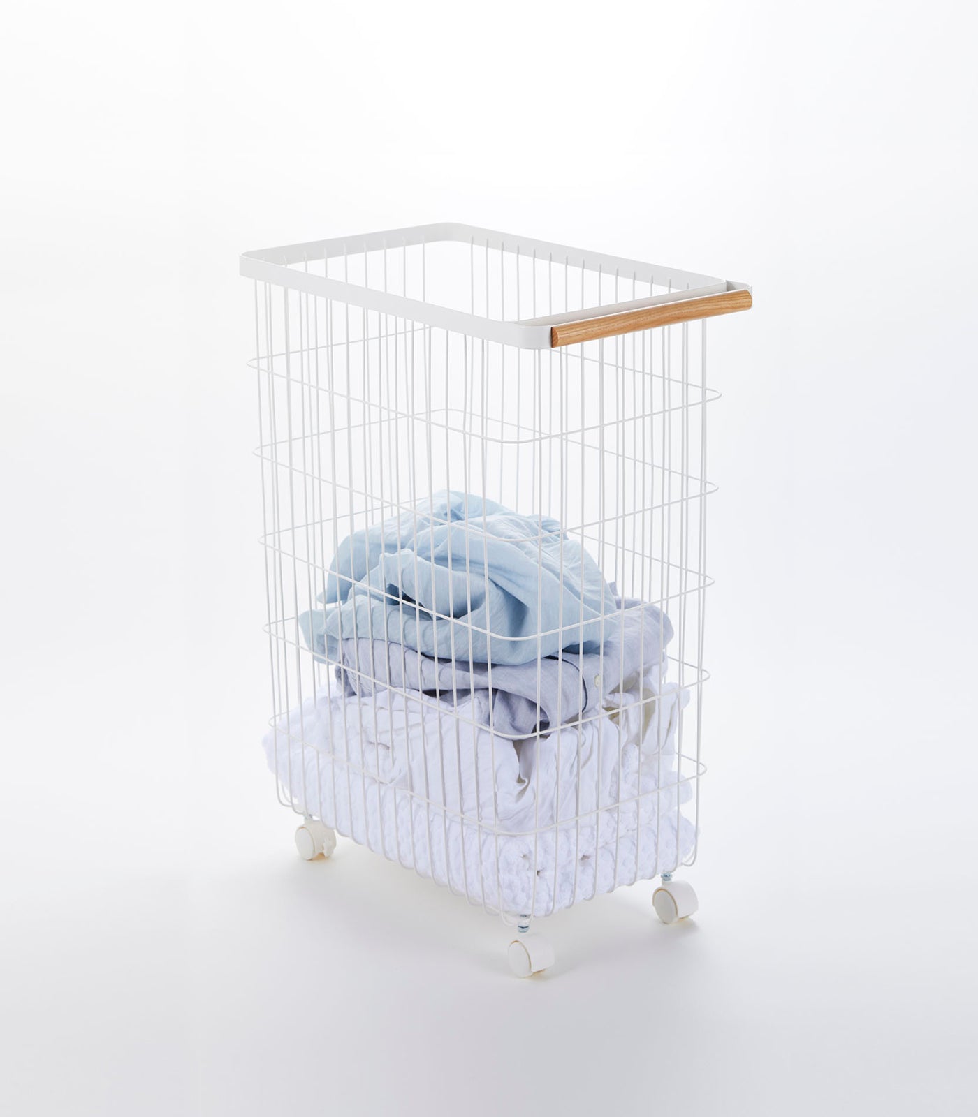 Sturdy 24-Inch Rolling Wire Basket with Wooden Top - Heavy Duty Steel Storage Cart for Kitchen, Pantry, or Office Organization