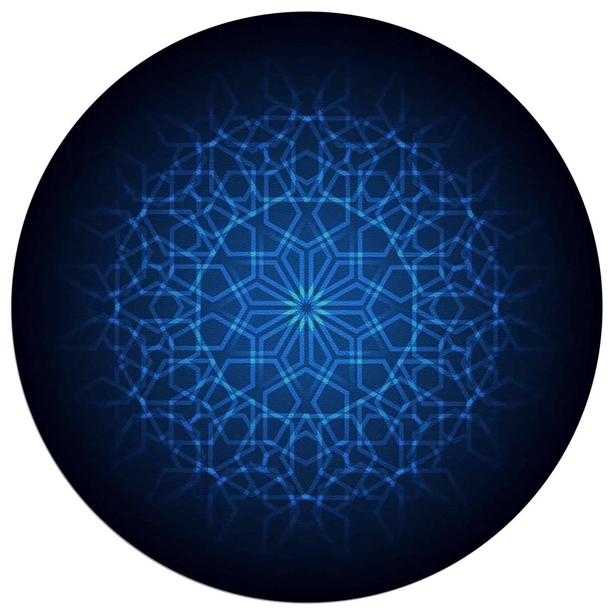 Premium Black & Blue PU Leather Chair Mat for Hardwood Floors - Non-Slip Floor Protector with Bohemian Interlace Circles Design (47.2