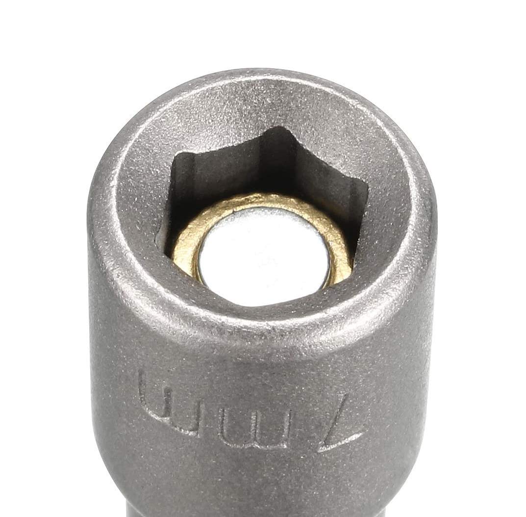 YXQ 7mm Nut Driver Bit Set - 1/4 Inch Hex Magnetic Power Socket Adapter Drill Bits (65mm Length, 5Pcs) for Power Tools - Perfect for DIY Projects, Automotive Repairs & Home Maintenance
