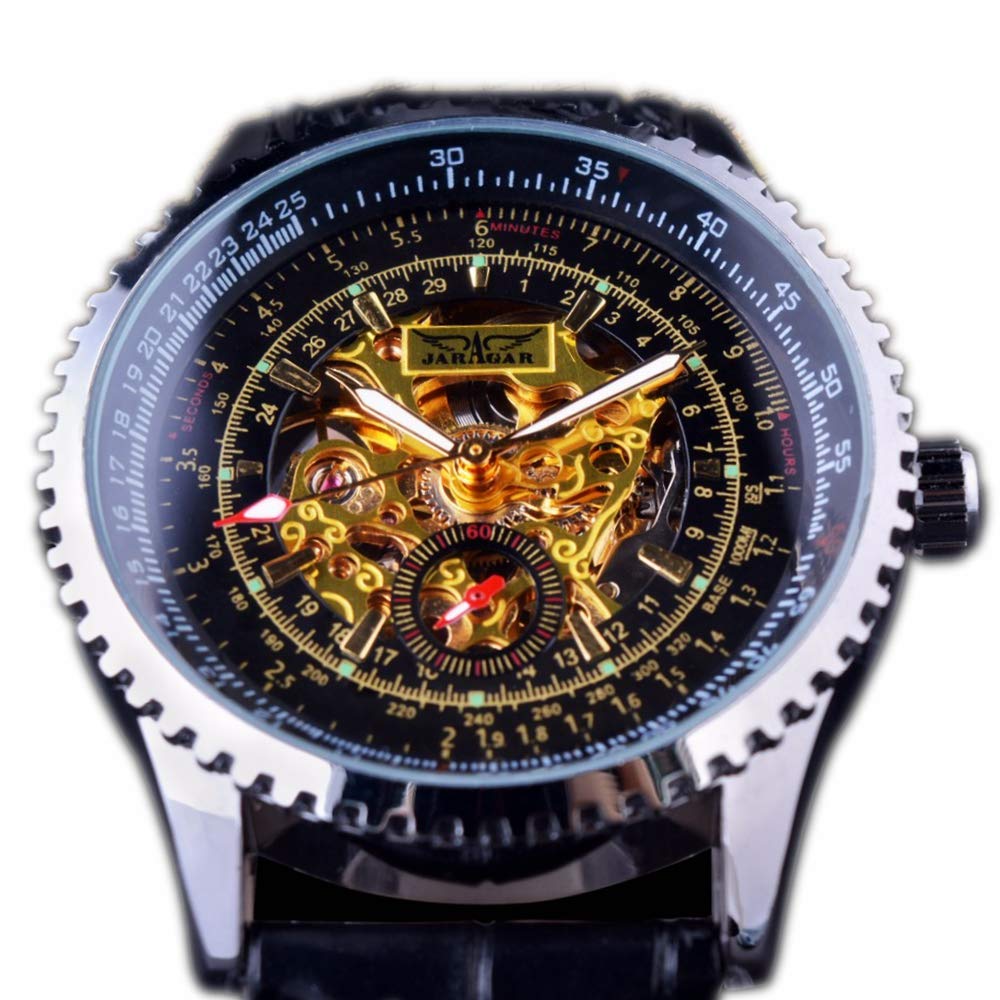 Luxury Skeleton Automatic Watch for Men - Gold Movement & Transparent Case - Perfect for Business & Formal Events