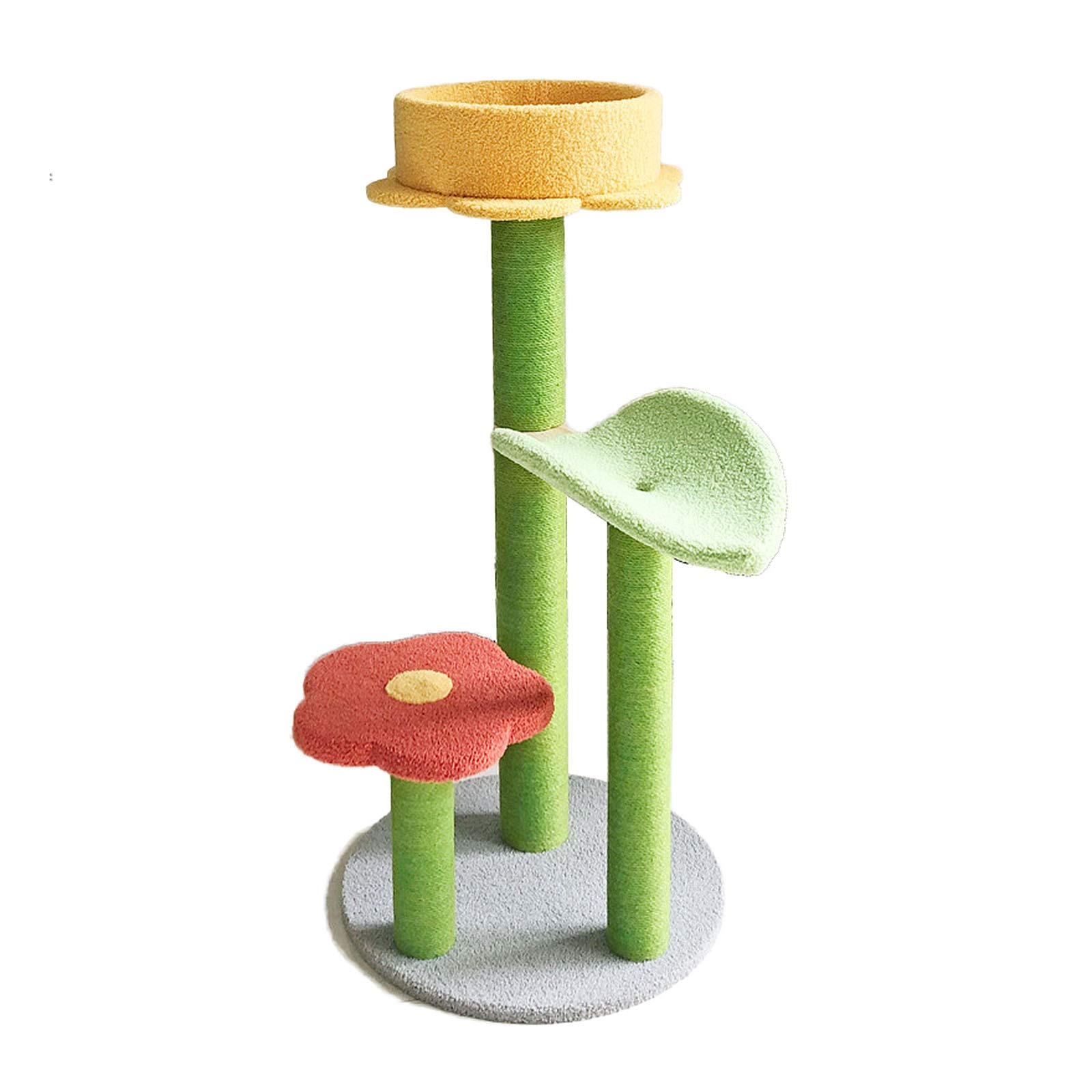 Premium HOLPPO Cat Tree Tower with Scratching Post - Multi-Level Climbing Bed, Hanging Ball Toy & Cozy Perch for Jumping, Exercise & Sleeping - Modern Nordic Style Floral Design (49x49x100cm) - Perfect for Indoor Cat Play, Exercise & Relaxation in Living Rooms & Bedrooms