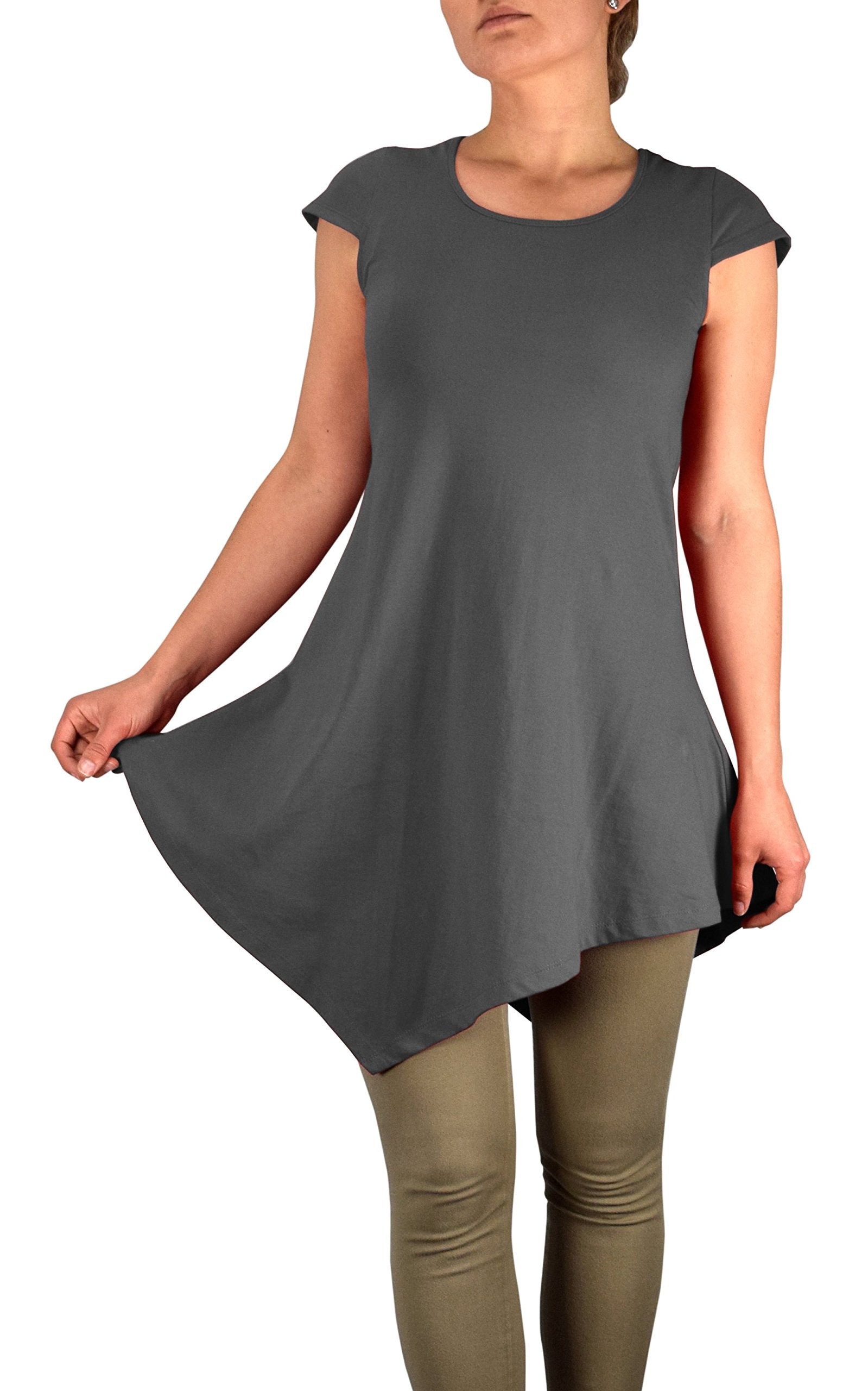 Women's Pure Cotton Summer Tank Top Tunic - Soft Breathable Casual Shirt with Handkerchief Hem for Beach, Vacation & Everyday Wear