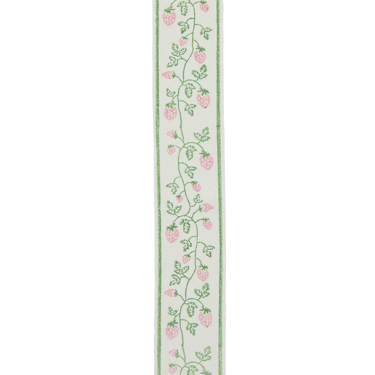 Stylish Block Printed Cotton Strawberry Trim Fabric - Green & Pink - Perfect for DIY Crafts, Home Decor, and Fashion Accessories